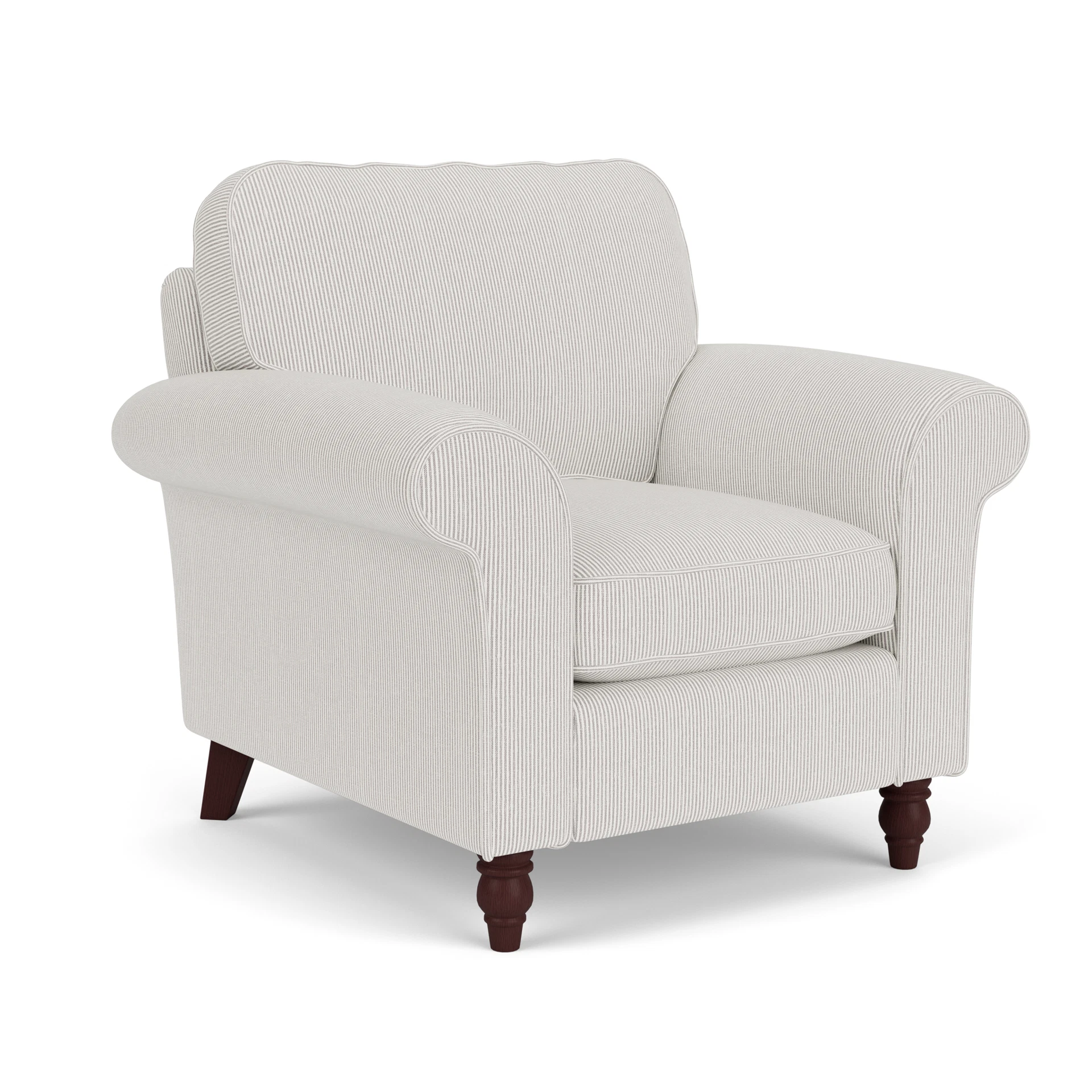 Hurley Armchair in Broadway Stripe - Grey with Light legs