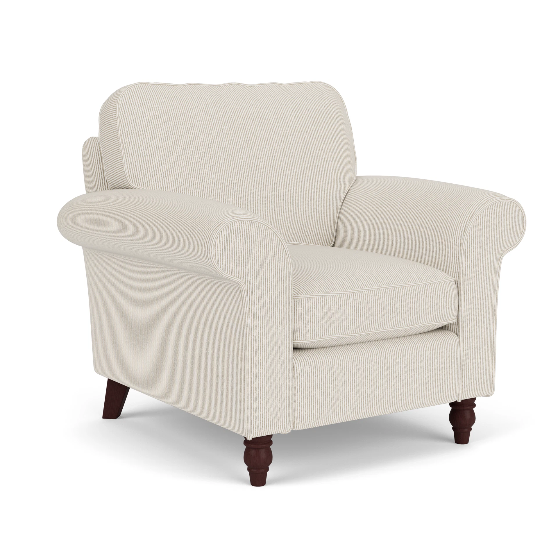 Hurley Armchair in Broadway Stripe - Natural with Light legs