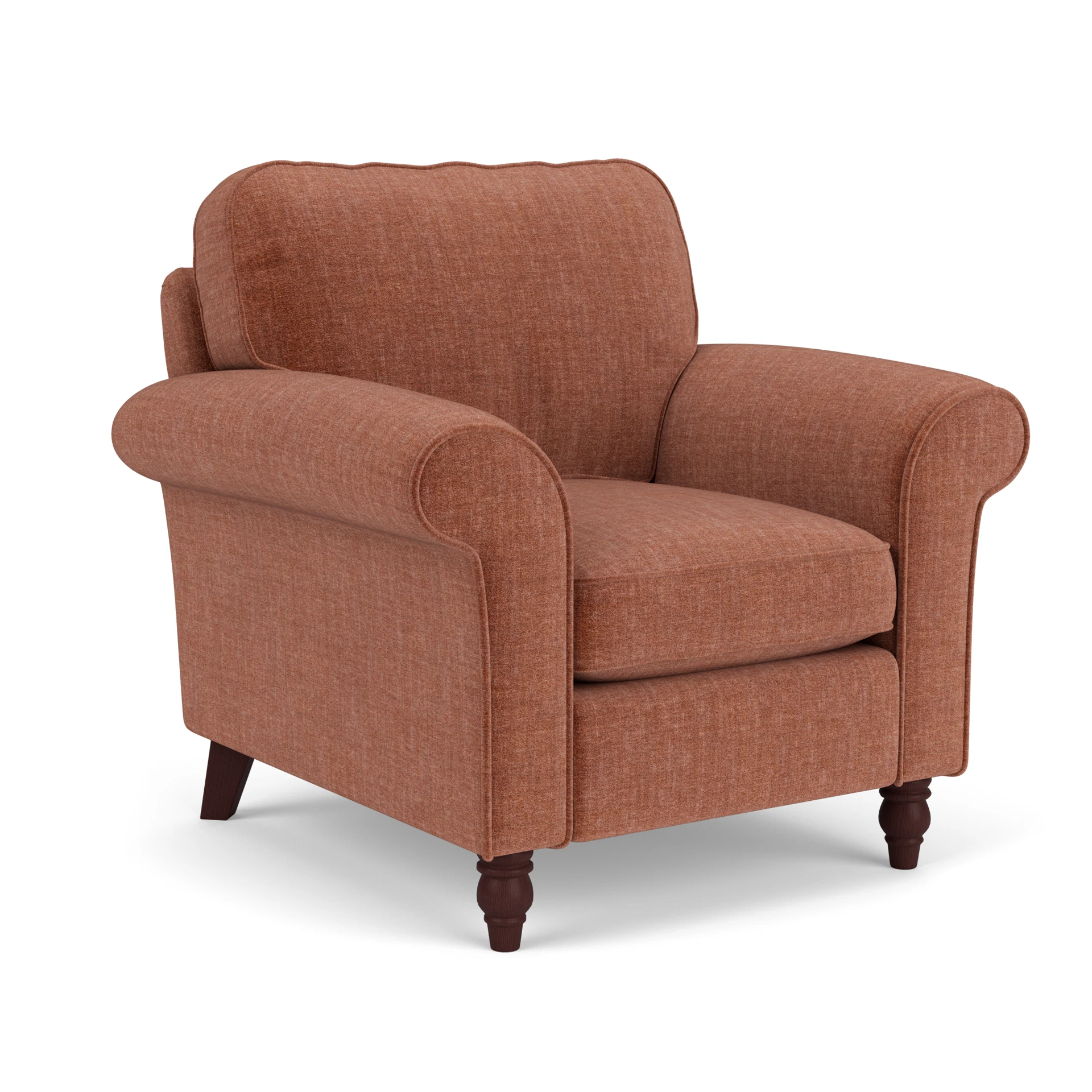 Hurley Armchair in Eco Chenille - Cinnamon with Light legs