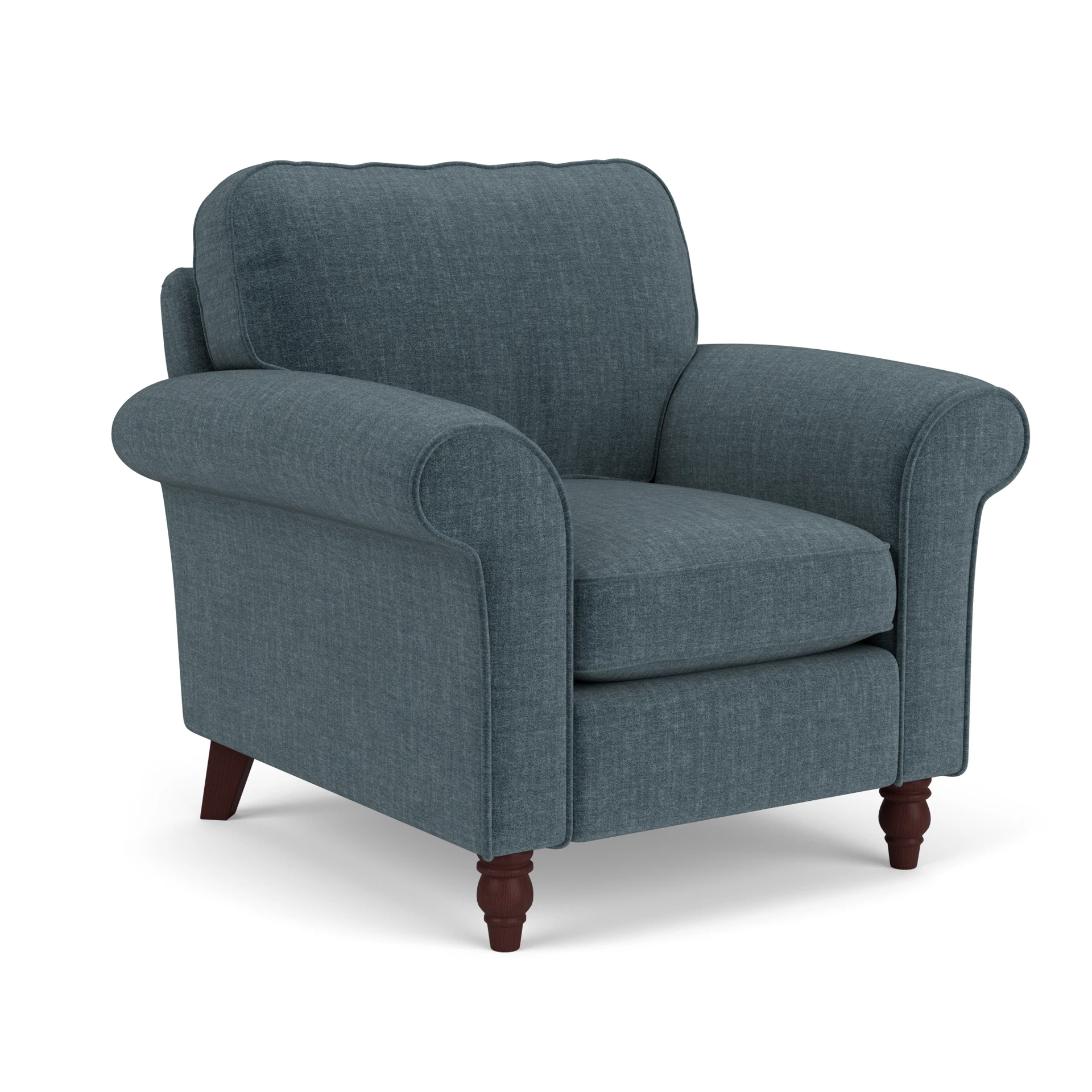 Hurley Armchair in Eco Chenille - Teal with Light legs