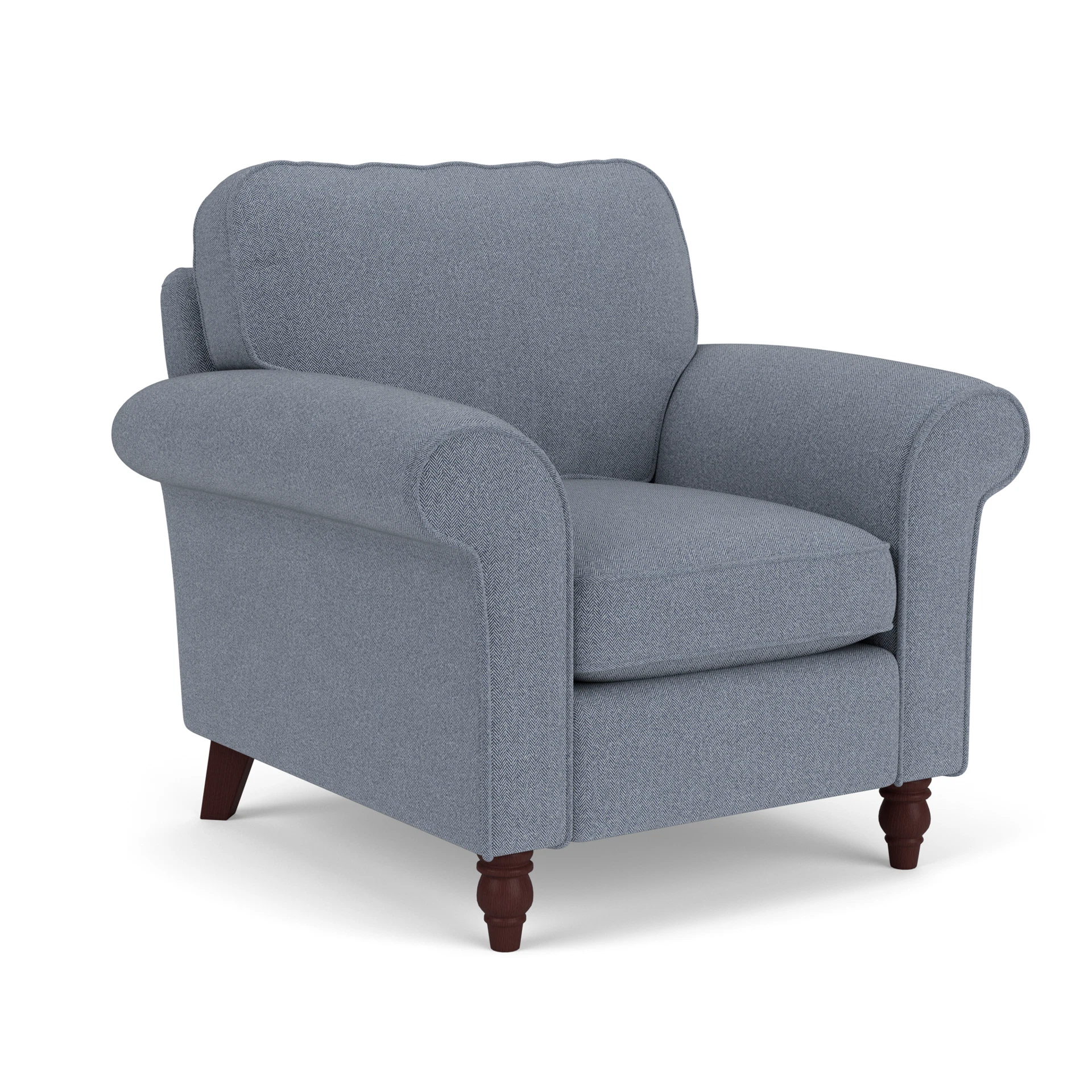 Hurley Armchair in Eco Herringbone - Navy with Light legs
