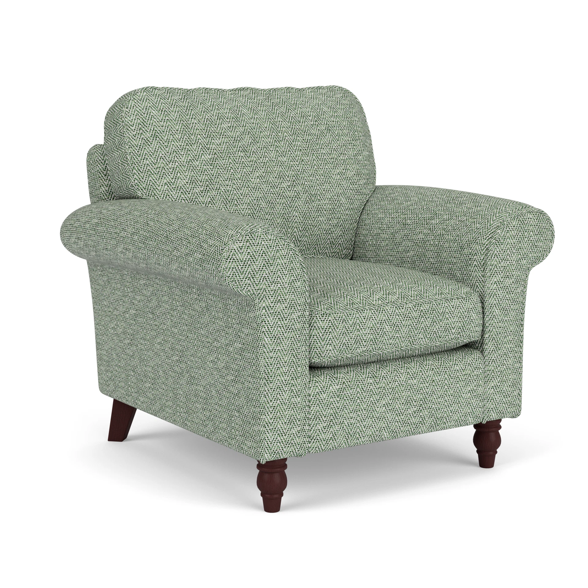 Hurley Armchair in Herringbone Weave - Lake with Light legs