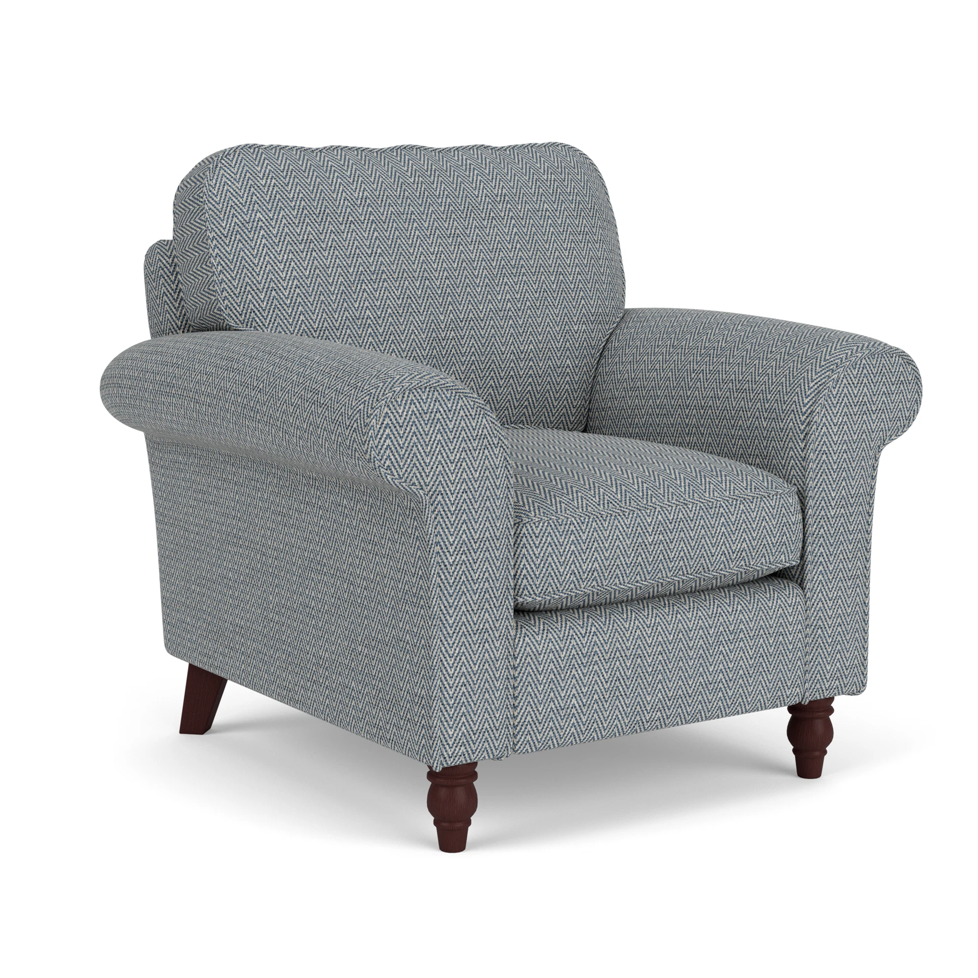 Hurley Armchair in Herringbone Weave - Navy with Light legs