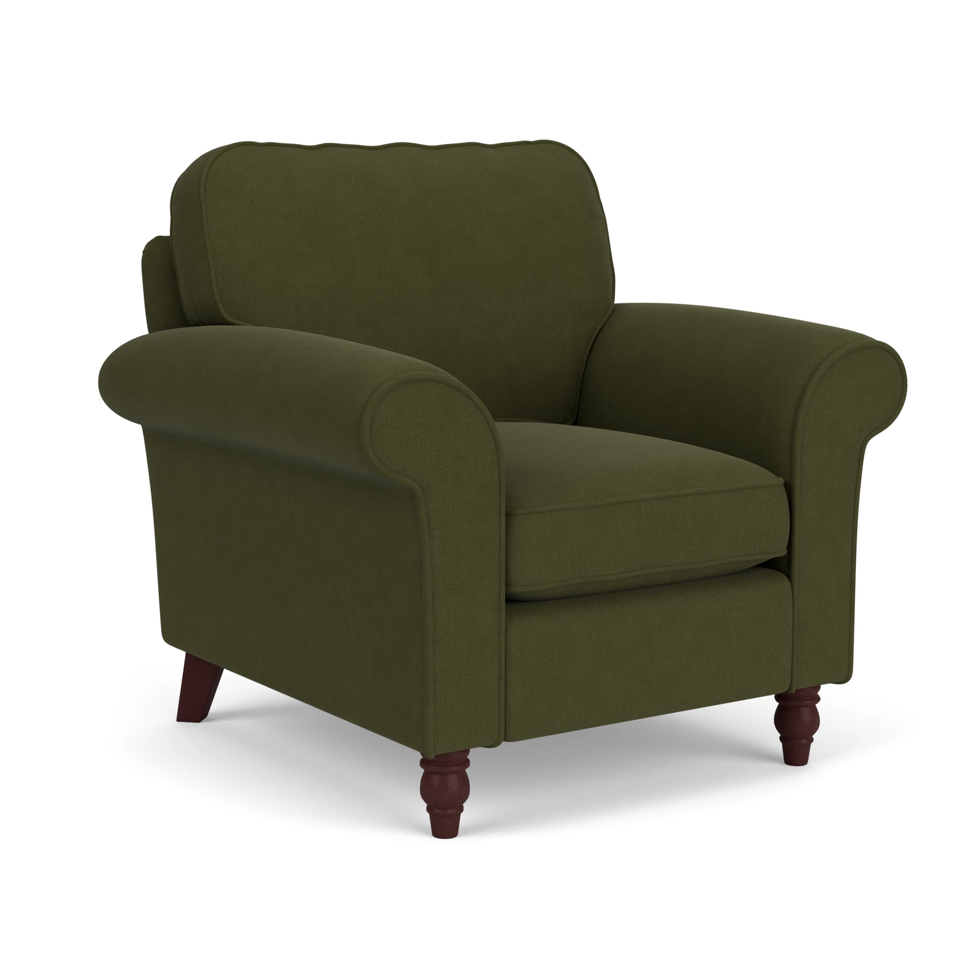 Hurley Armchair in House Linen Mix - Forest Green with Light legs