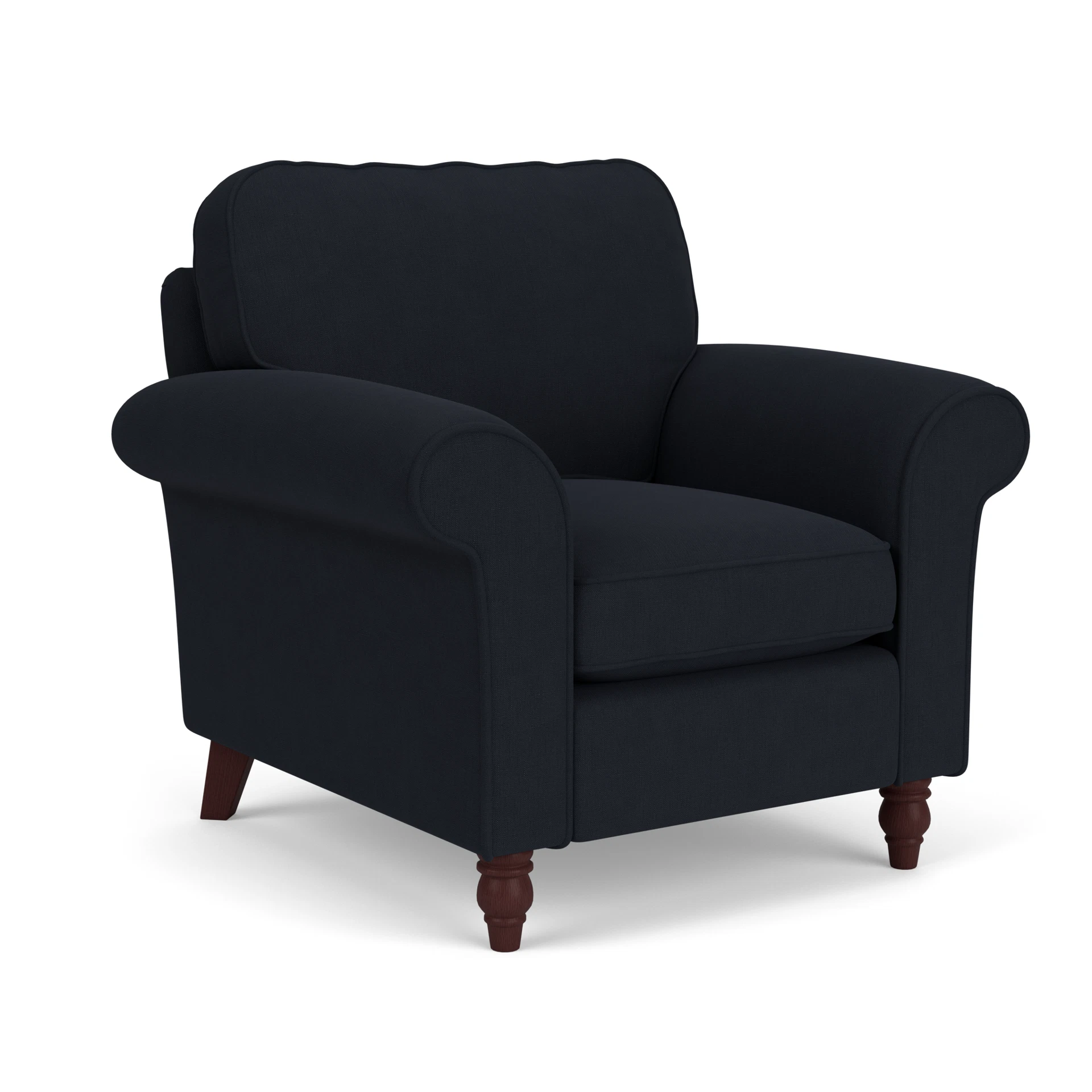 Hurley Armchair in House Linen Mix - Ink with Light legs