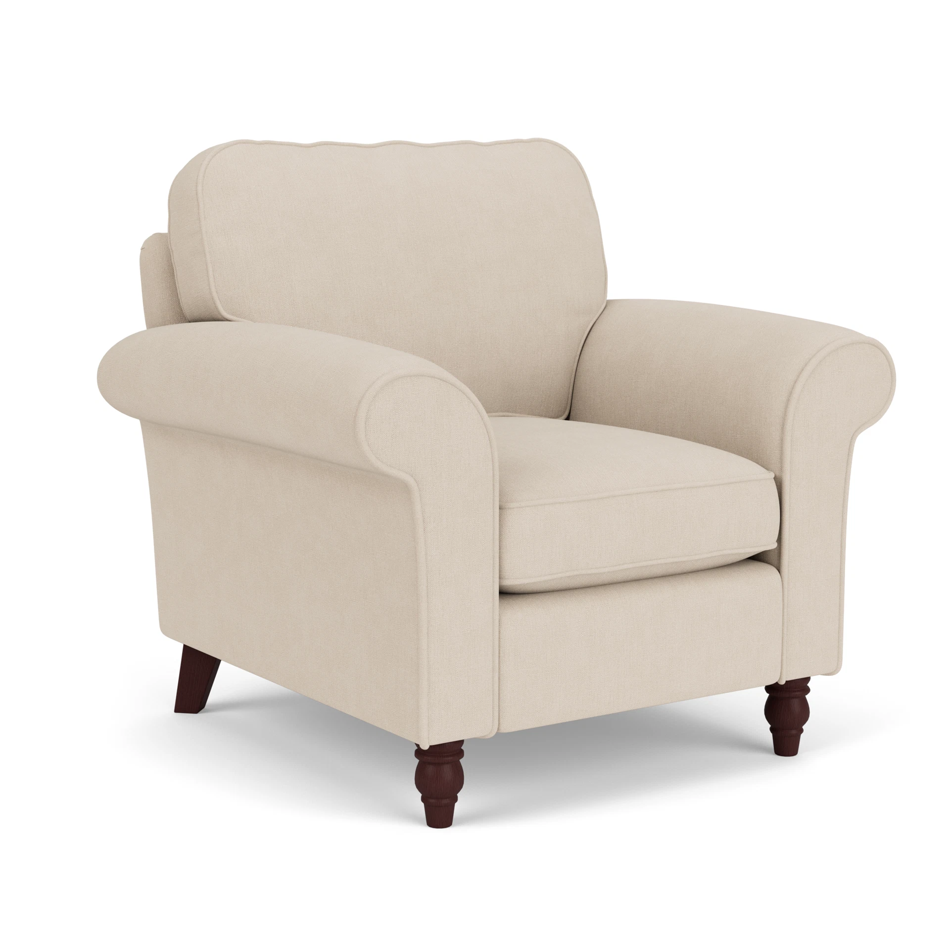Hurley Armchair in House Linen Mix - Lily White with Light legs