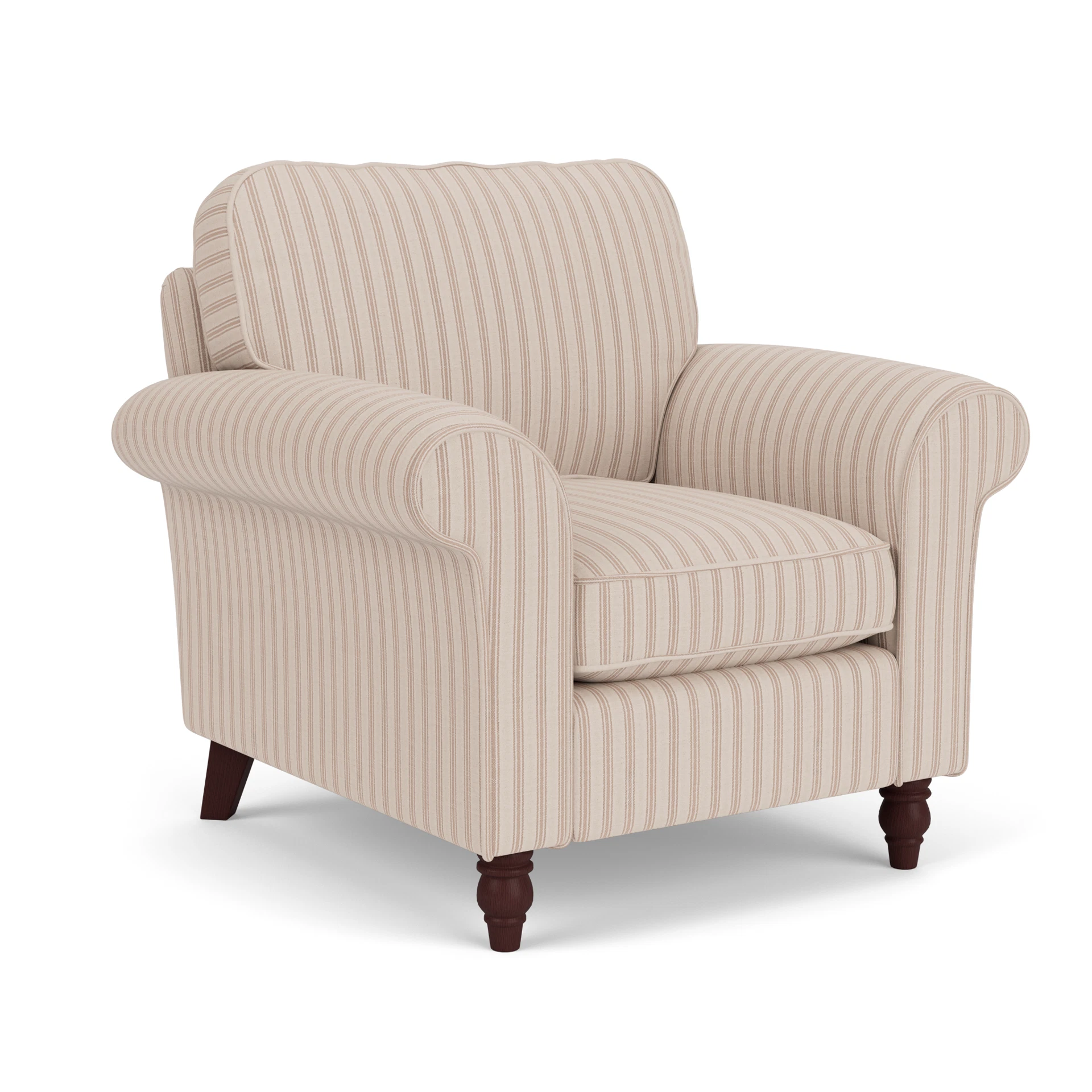 Hurley Armchair in Kingham Stripe - Flax with Light legs