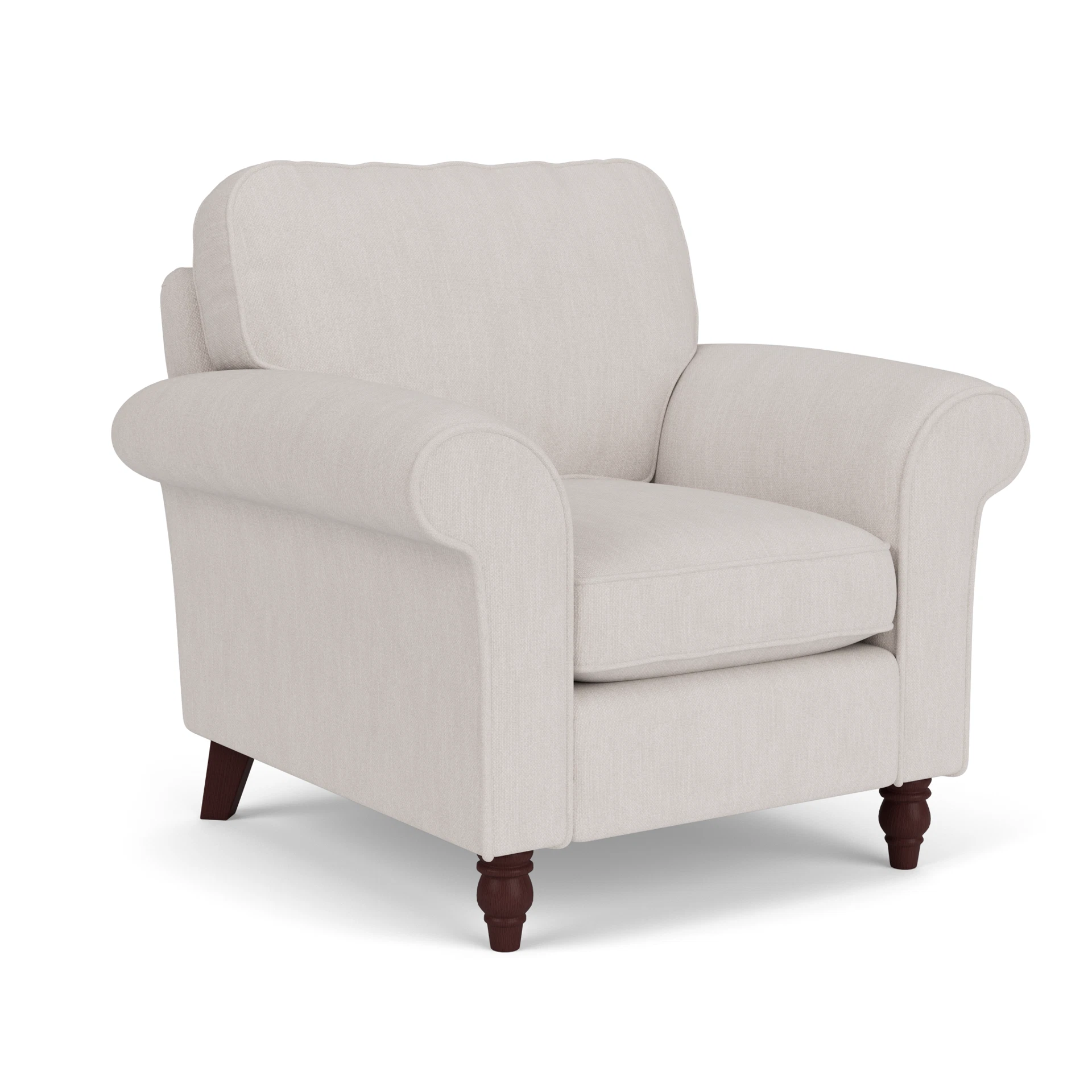 Hurley Armchair in Luxury Italian Linen - Soft White with Light legs
