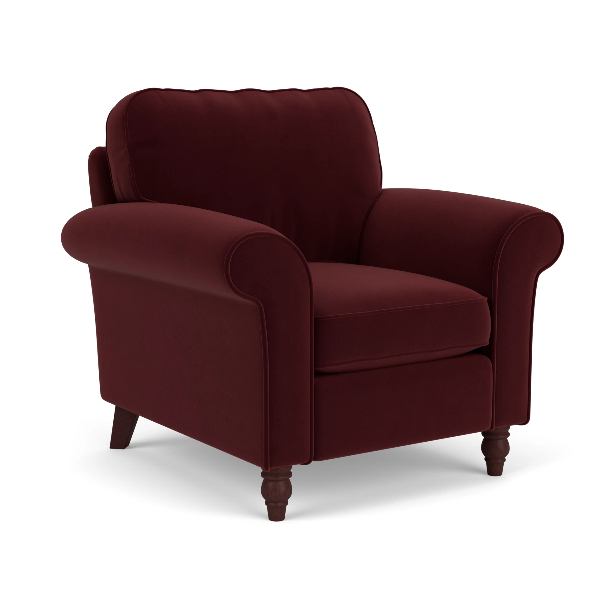 Hurley Armchair in Matt Velvet - Dark Rosehip with Light legs