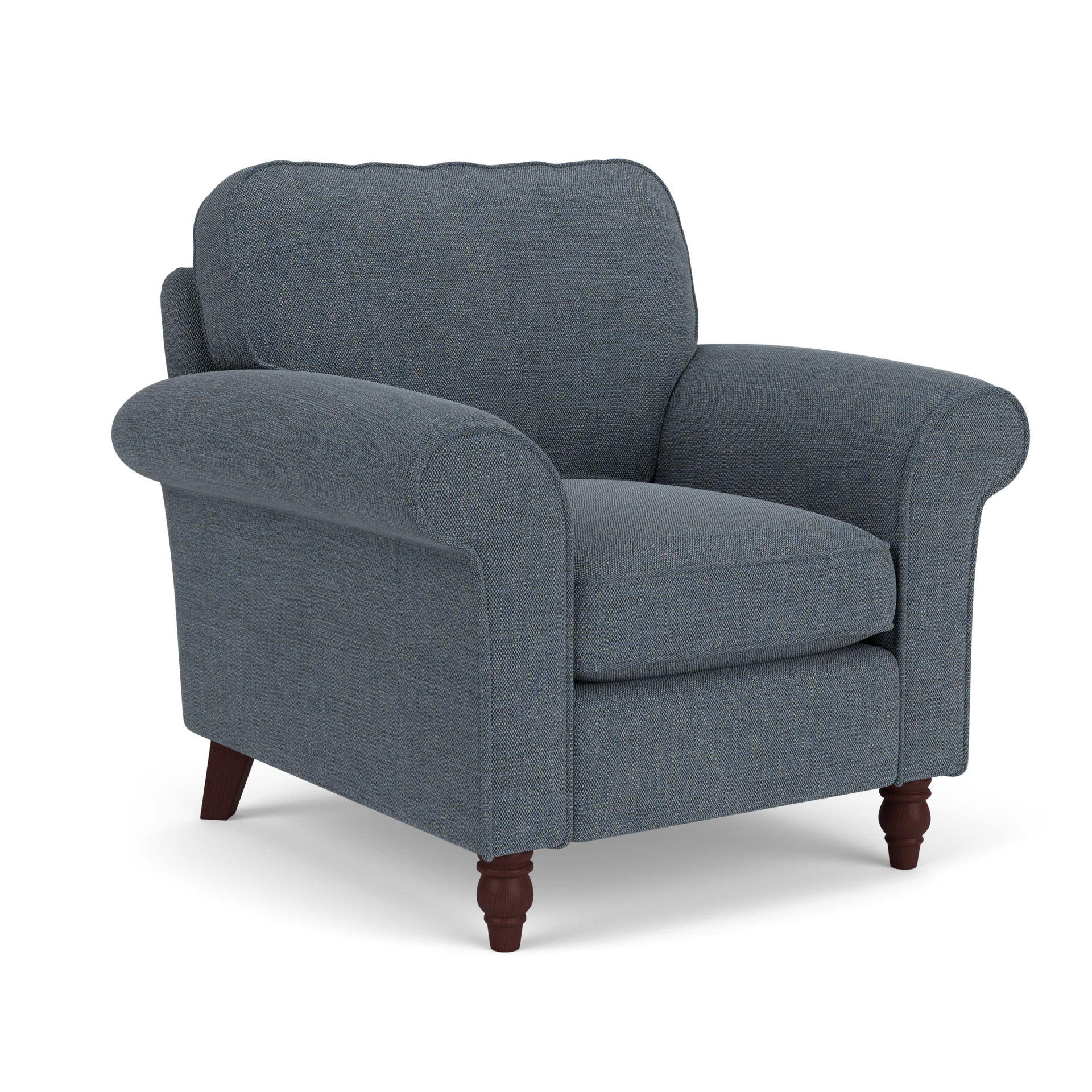 Hurley Armchair in Rustic Weave - Indigo with Light legs