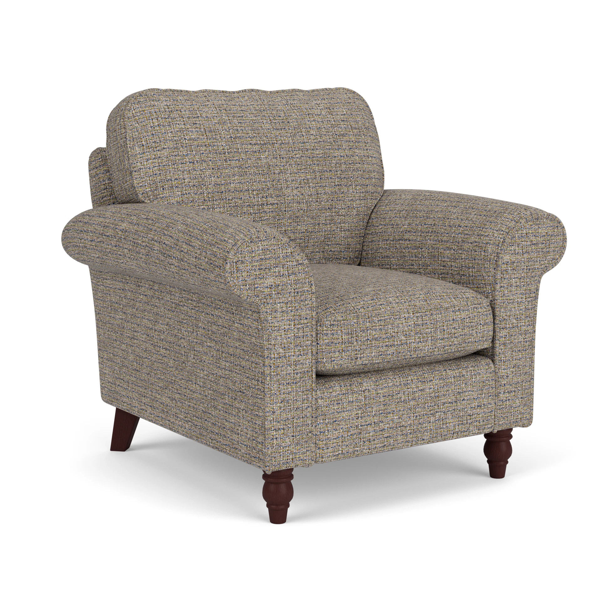 Hurley Armchair in Textured Weave - Shoreline Mix with Light legs
