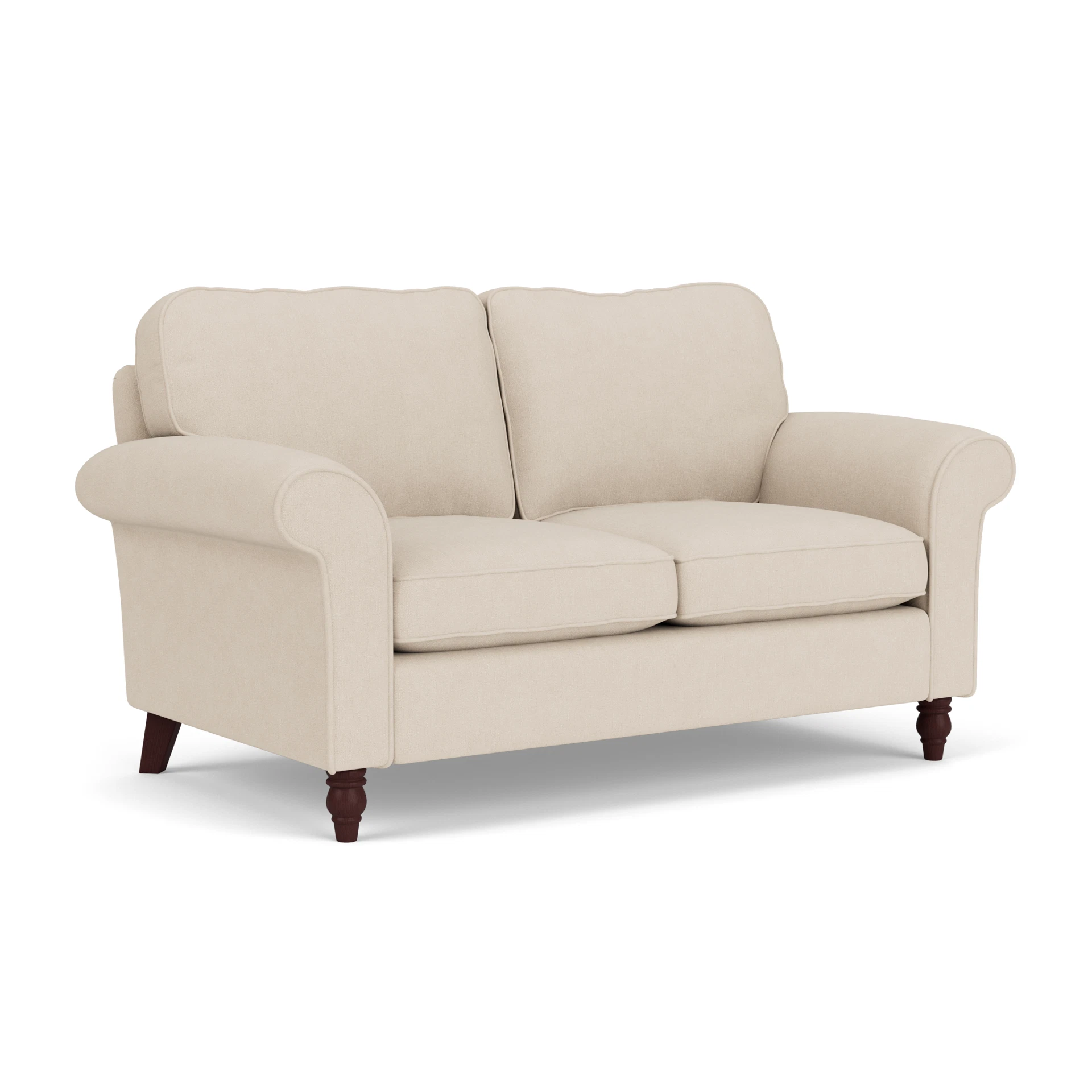 Hurley Large 2 Seater Sofa in House Linen Mix - Lily White with Light legs