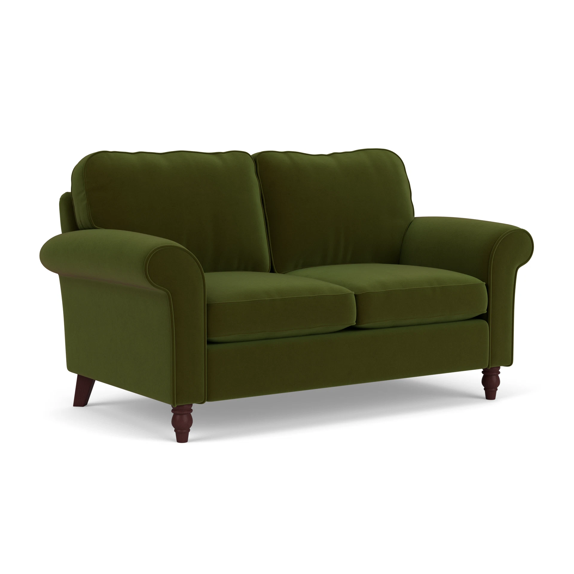 Hurley Large 2 Seater Sofa in Matt Velvet - Forest Green with Light legs