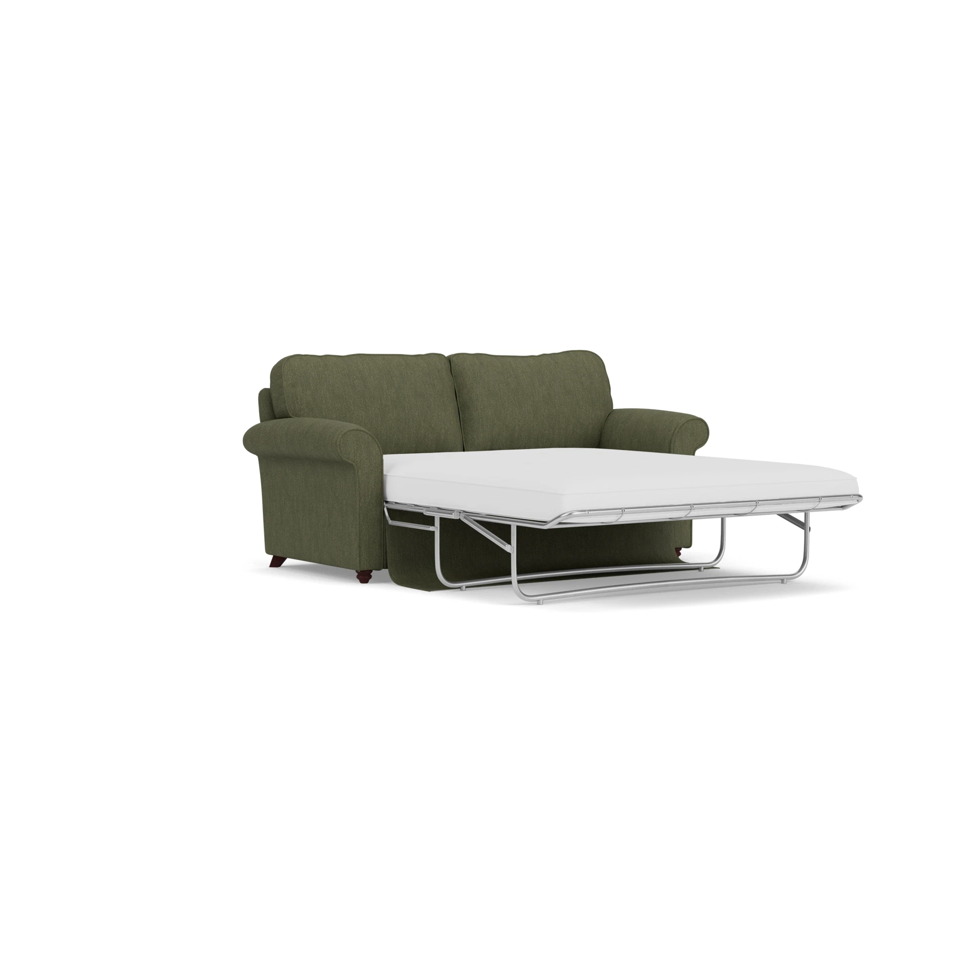 Hurley Sofa Bed 3 Seater in Luxury Italian Linen - Fern with Light legs