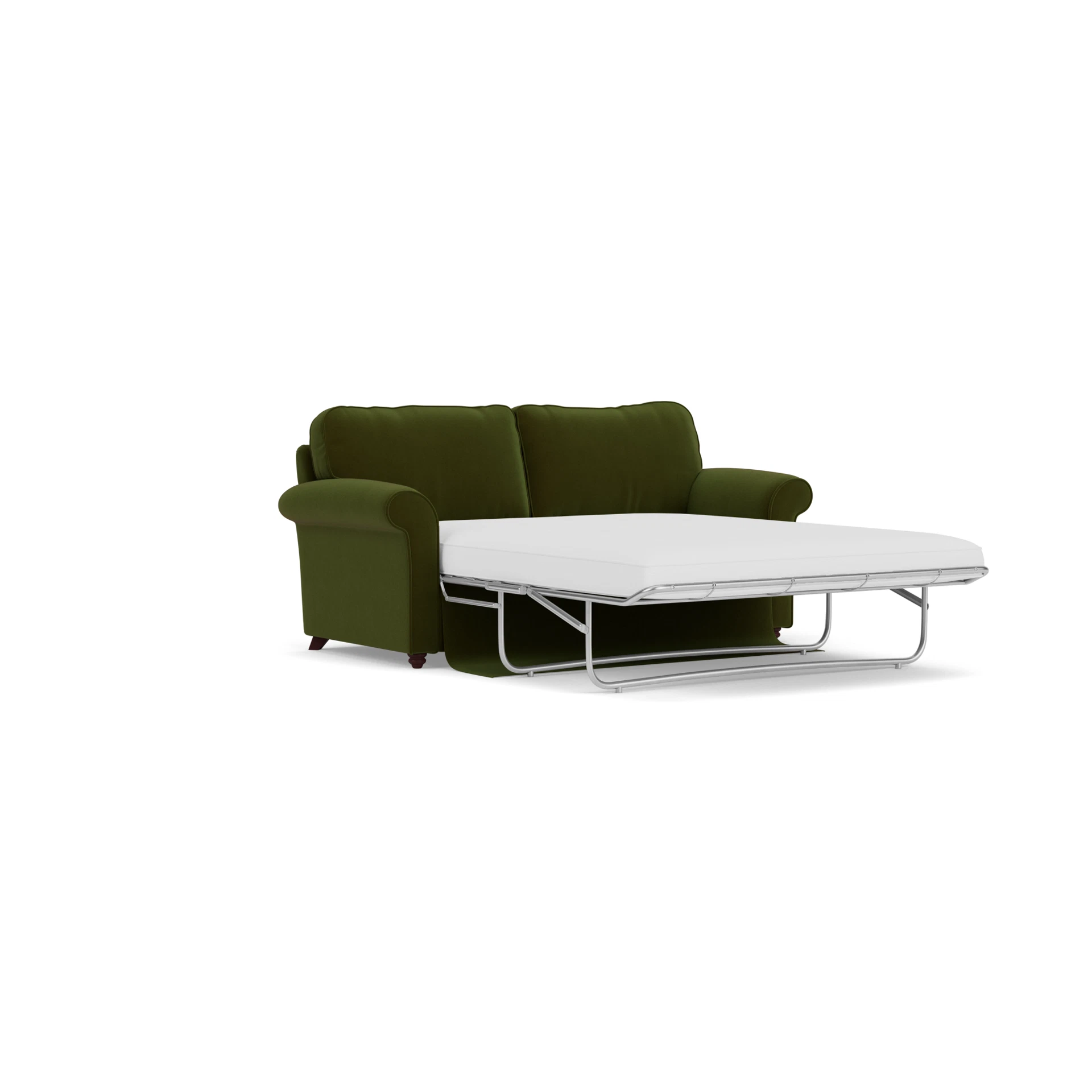 Hurley Sofa Bed 3 Seater in Matt Velvet - Forest Green with Light legs
