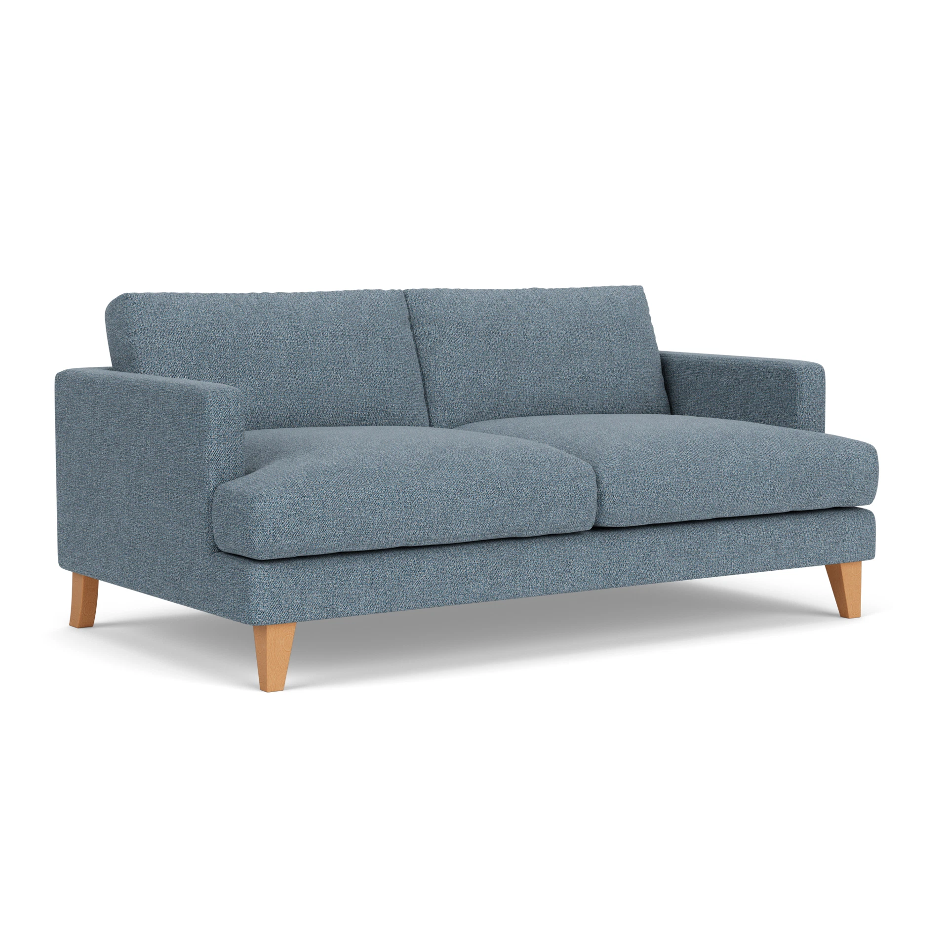 Jackson 3 Seater Sofa in Aquaclean Oxford - Mid Blue with Light legs