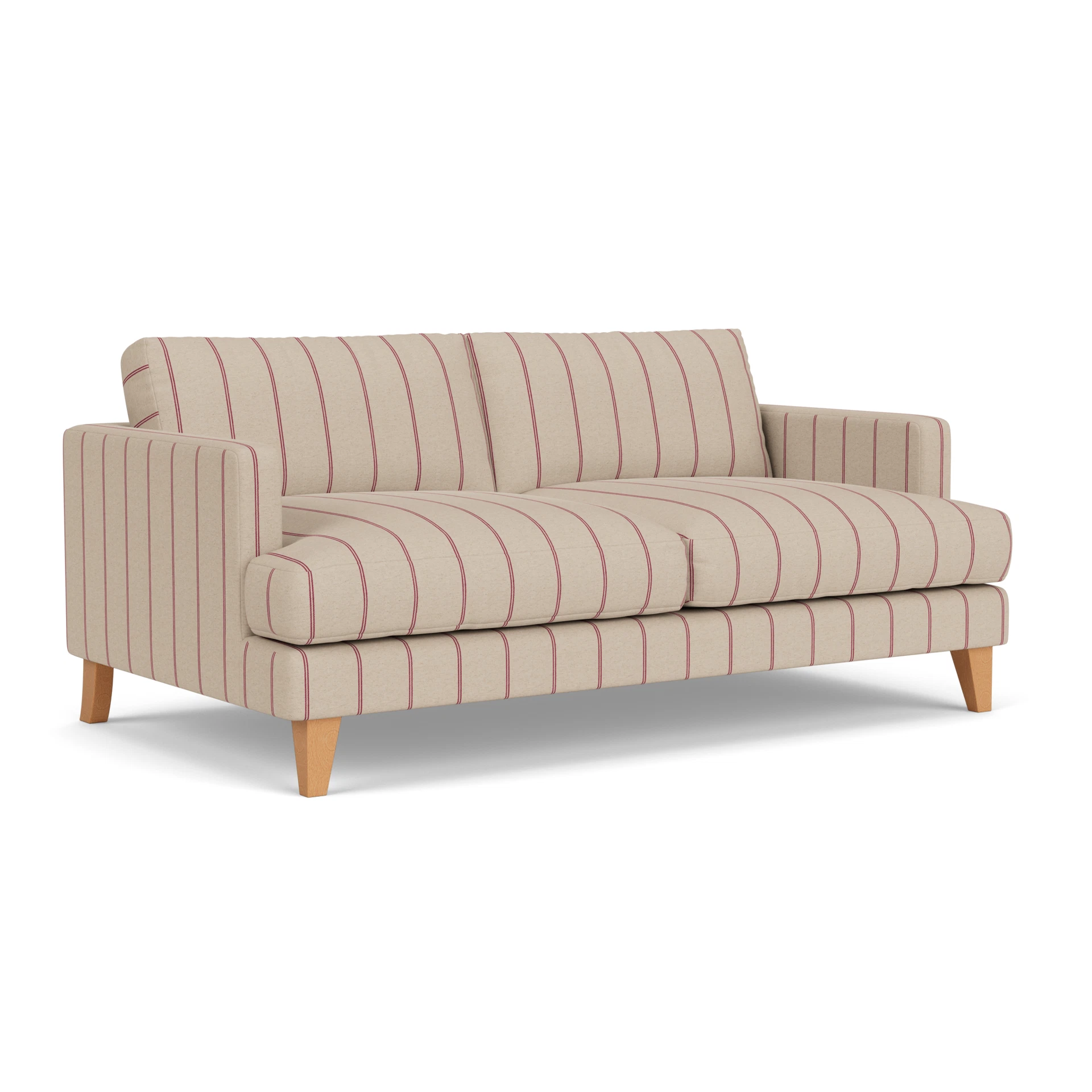 Jackson 3 Seater Sofa in Compton Stripe - Raspberry with Light legs