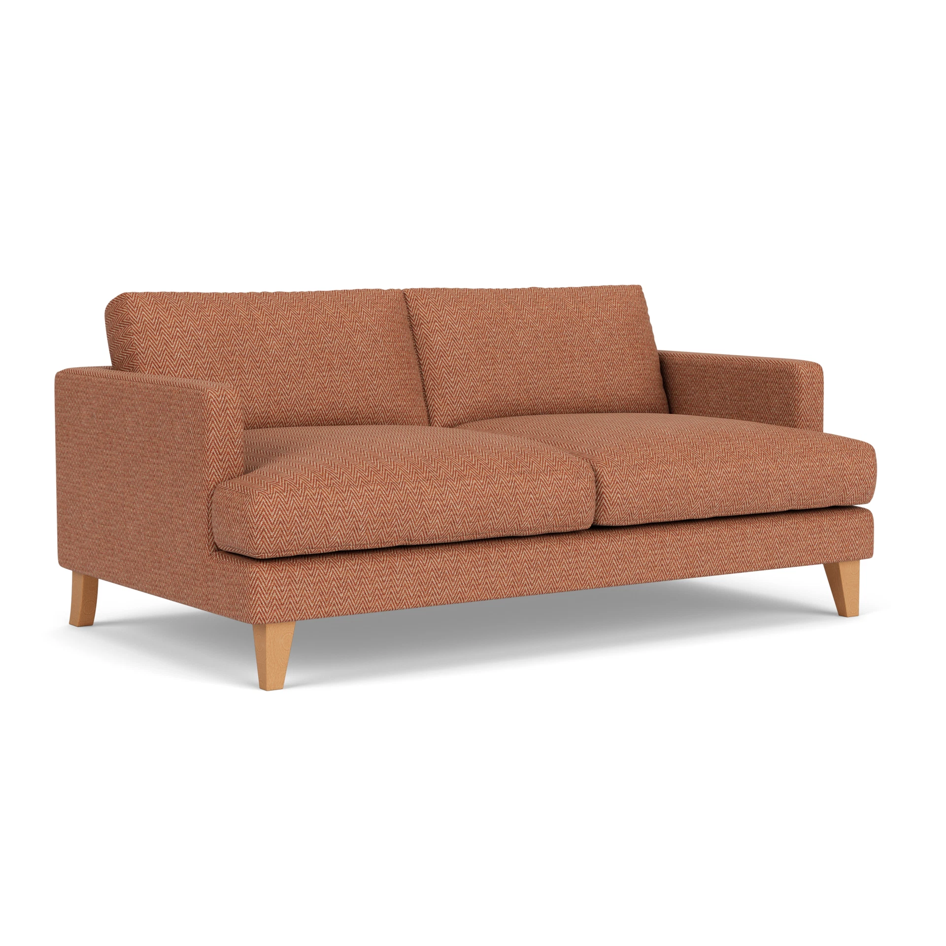 Jackson 3 Seater Sofa in Herringbone Weave - Brick with Light legs