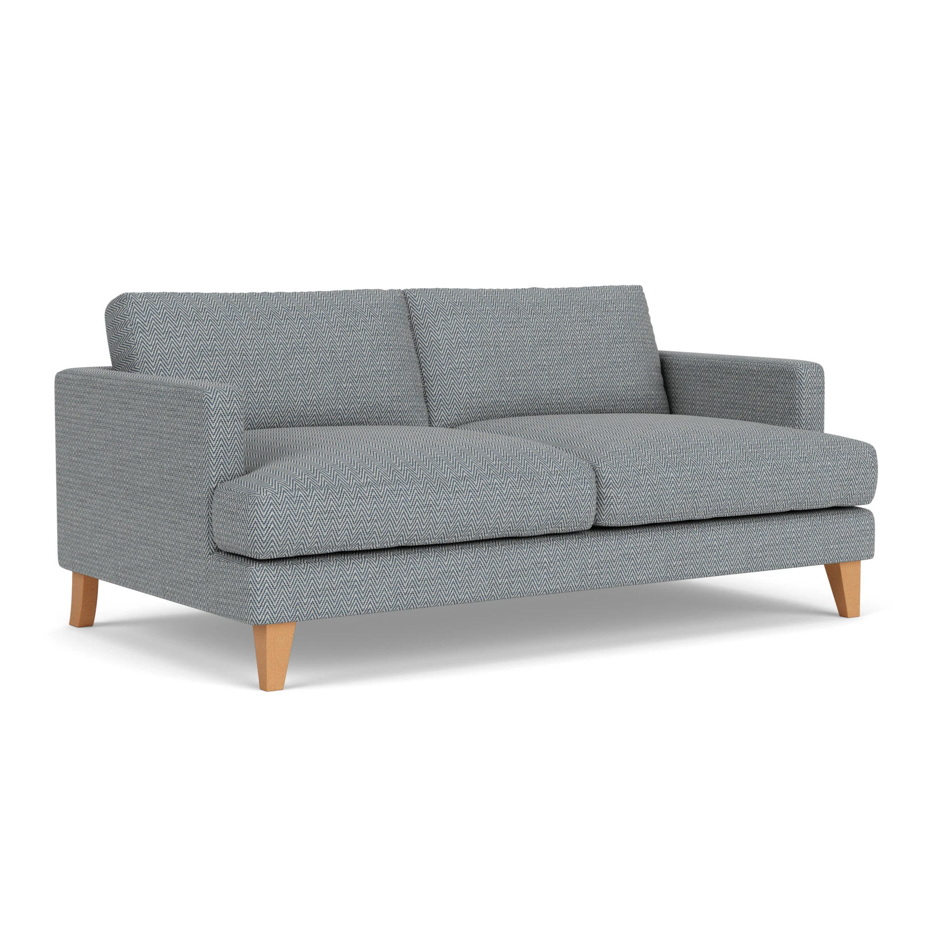 Jackson 3 Seater Sofa in Herringbone Weave - Navy with Light legs
