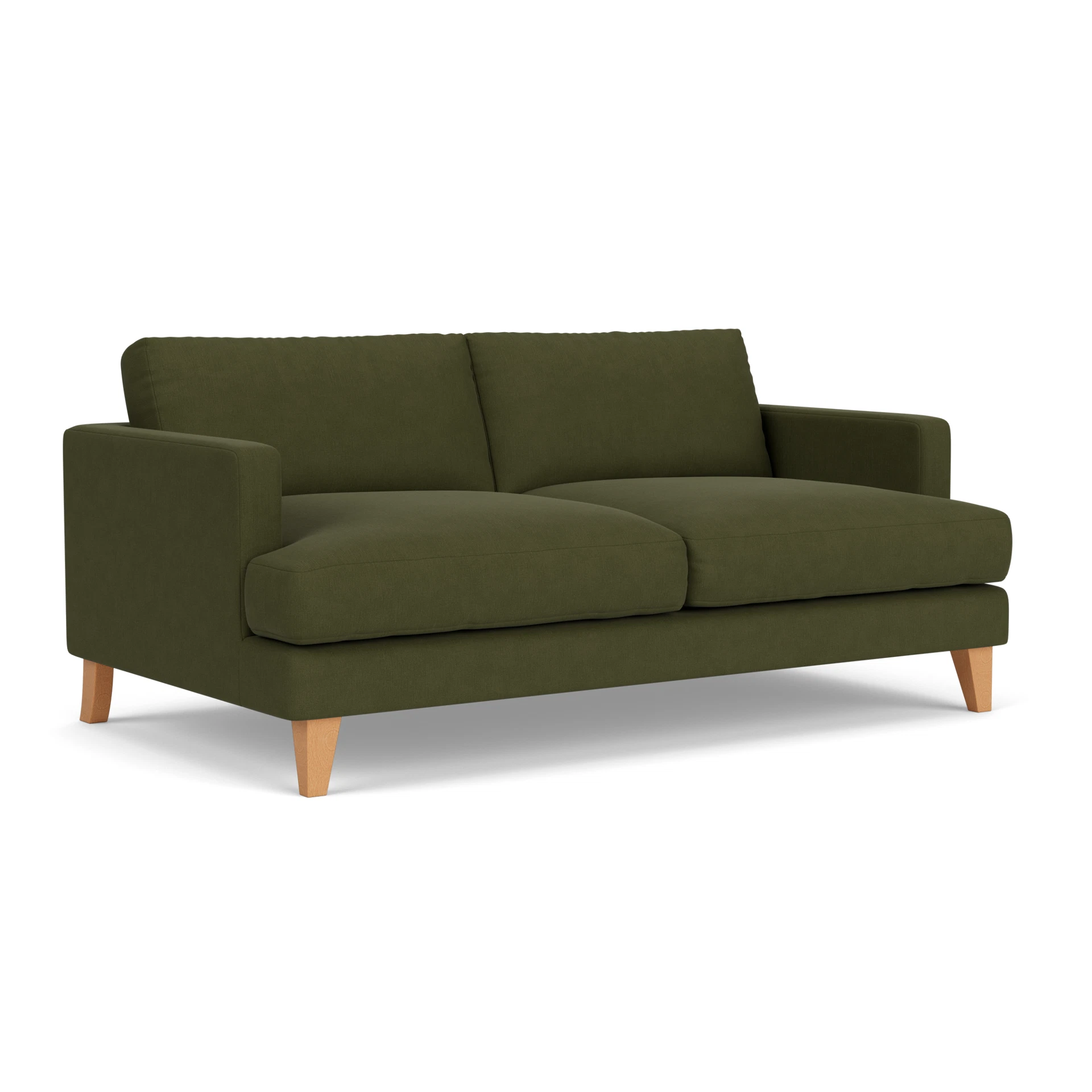 Jackson 3 Seater Sofa in House Linen Mix - Forest Green with Light legs