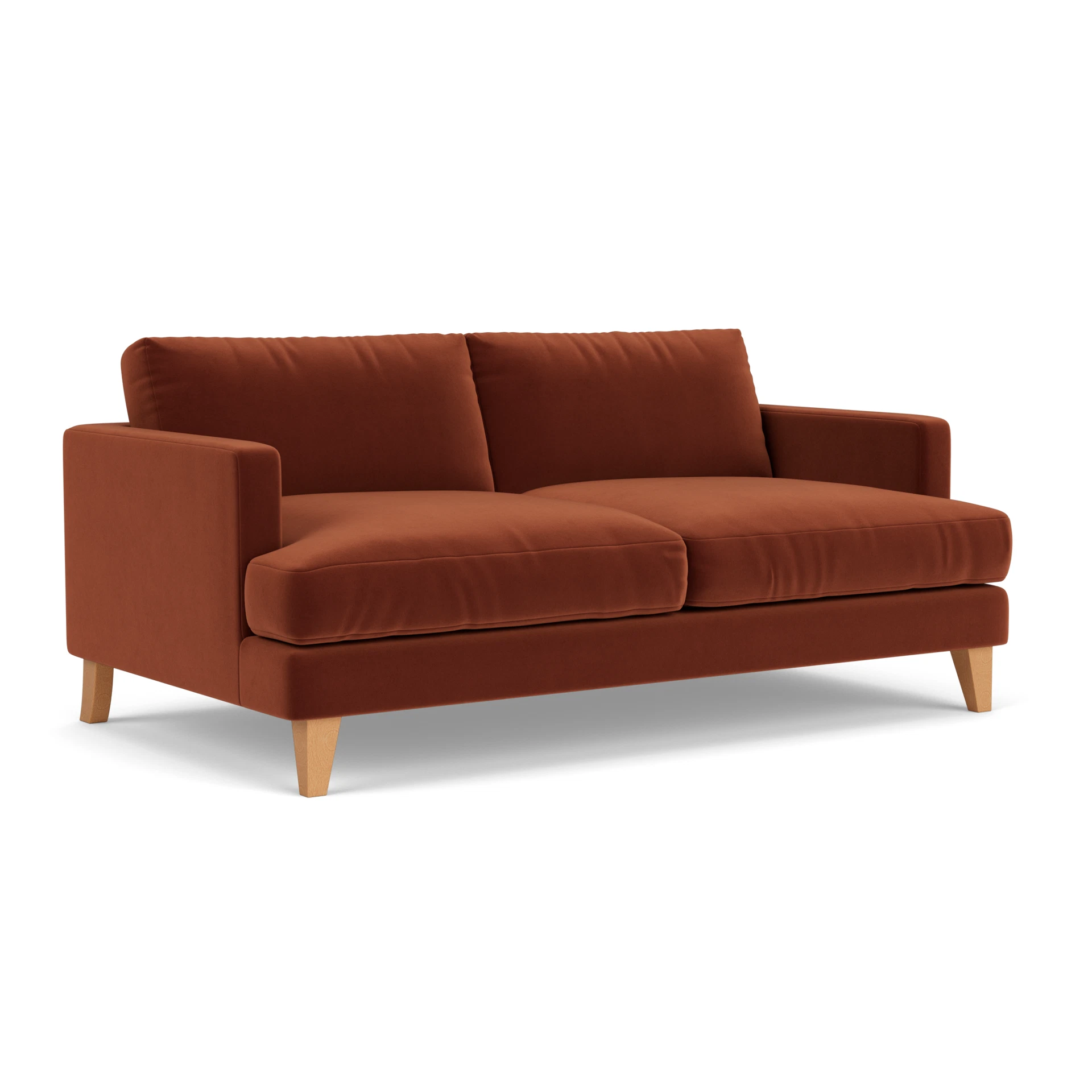 Jackson 3 Seater Sofa in Matt Velvet - Brick with Light legs