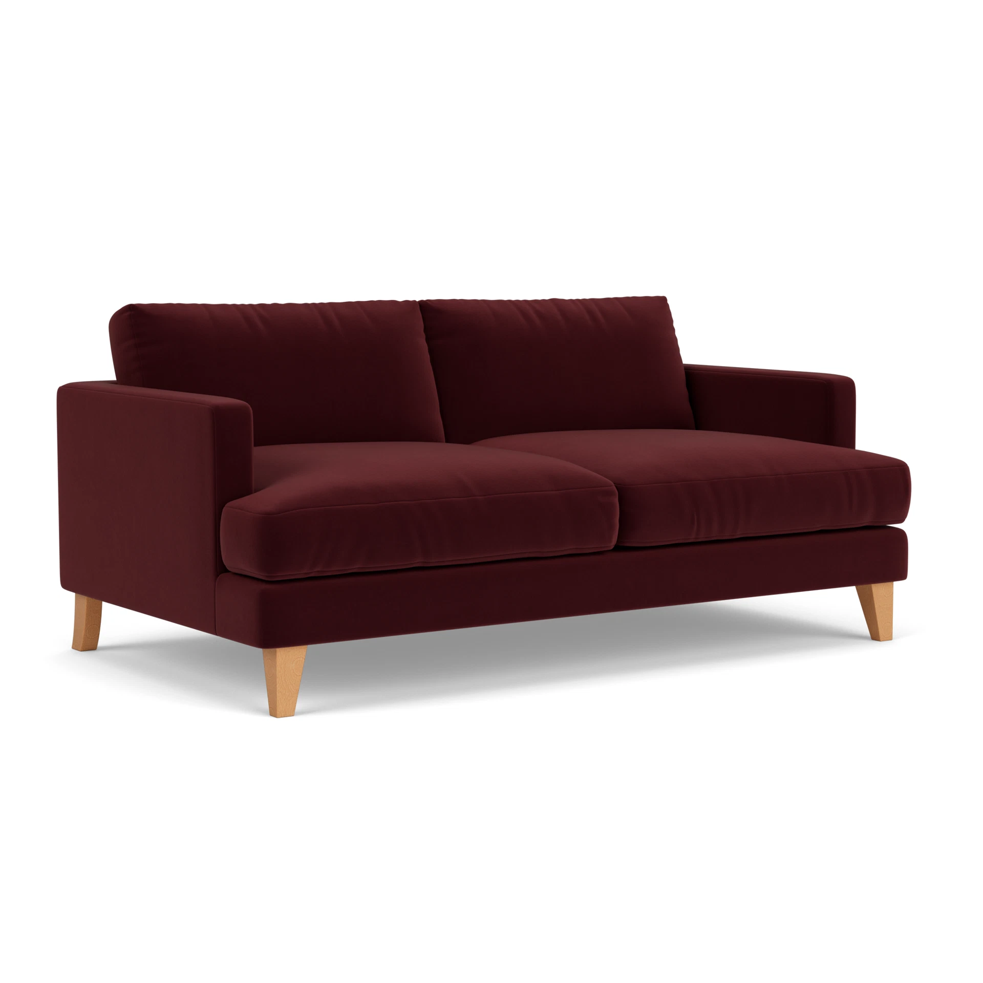 Jackson 3 Seater Sofa in Matt Velvet - Dark Rosehip with Light legs