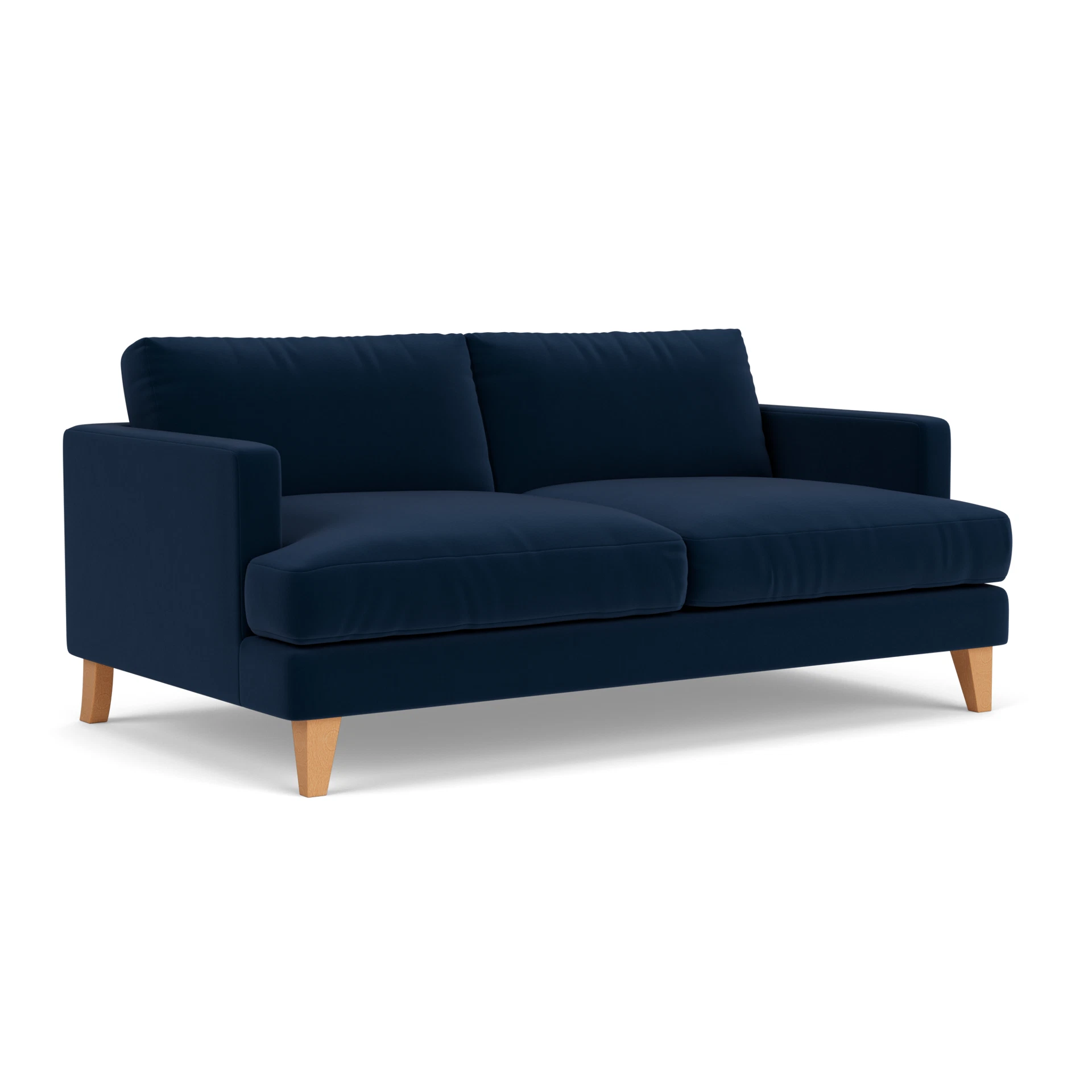 Jackson 3 Seater Sofa in Matt Velvet - Deep Blue with Light legs
