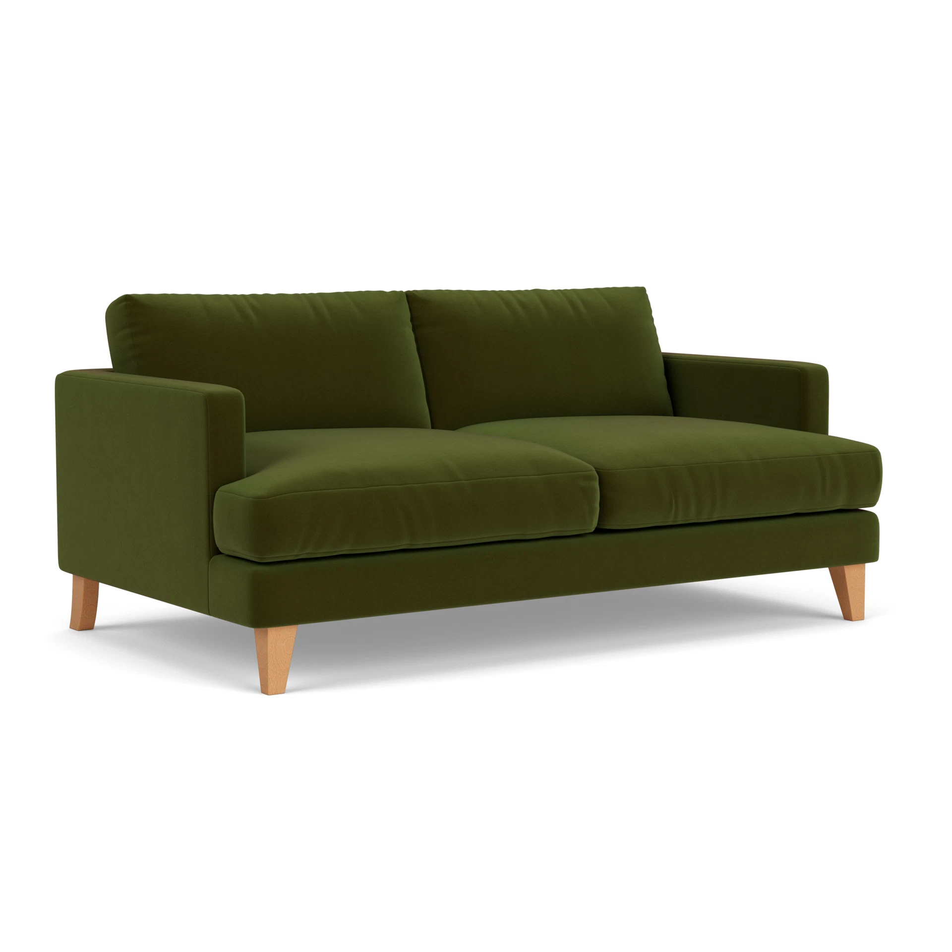 Jackson 3 Seater Sofa in Matt Velvet - Forest Green with Light legs
