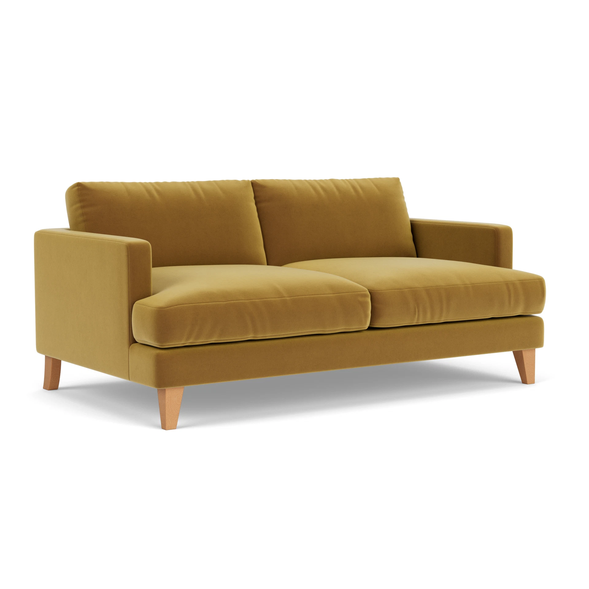 Jackson 3 Seater Sofa in Matt Velvet - Mustard with Light legs