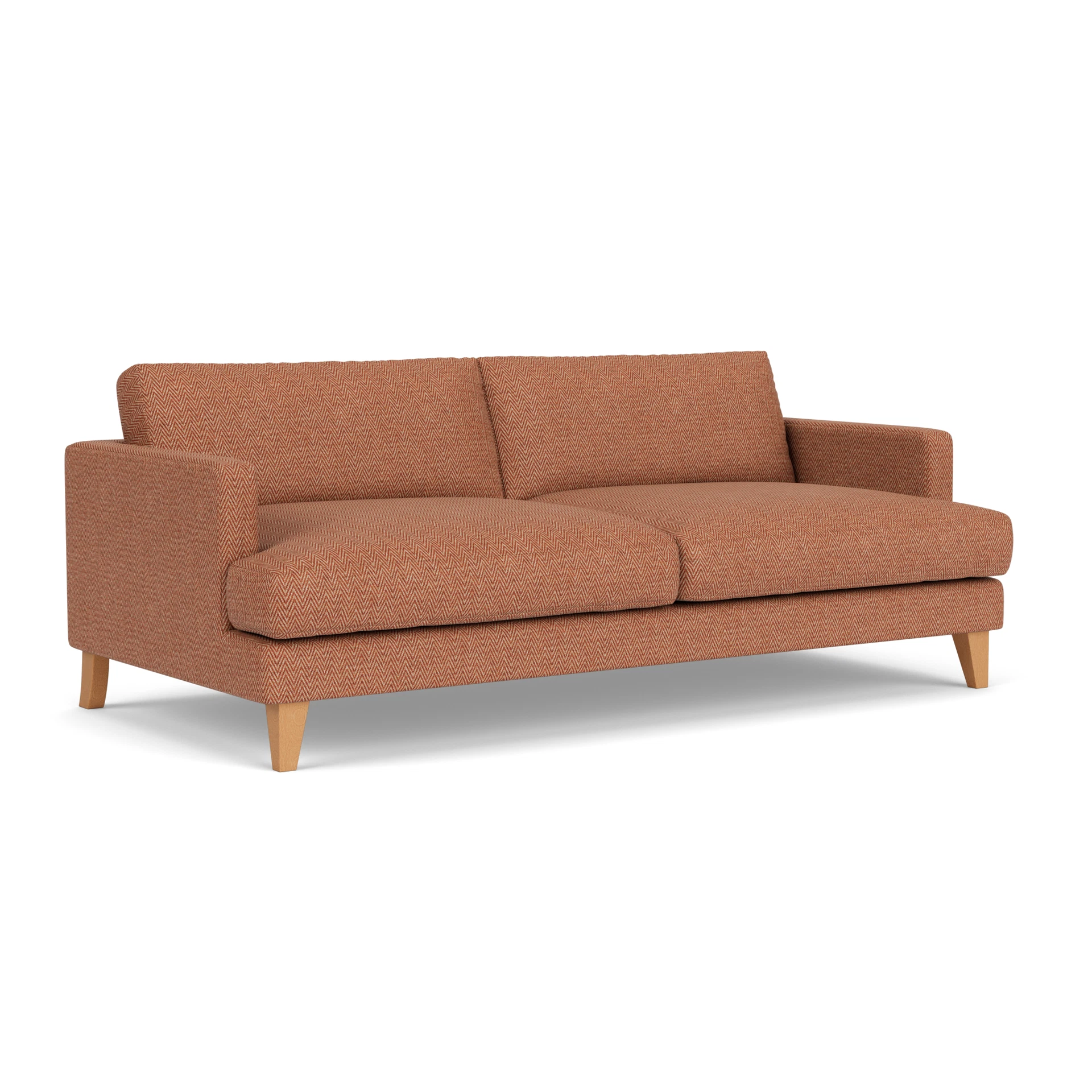Jackson 4 Seater Sofa in Herringbone Weave - Brick with Light legs
