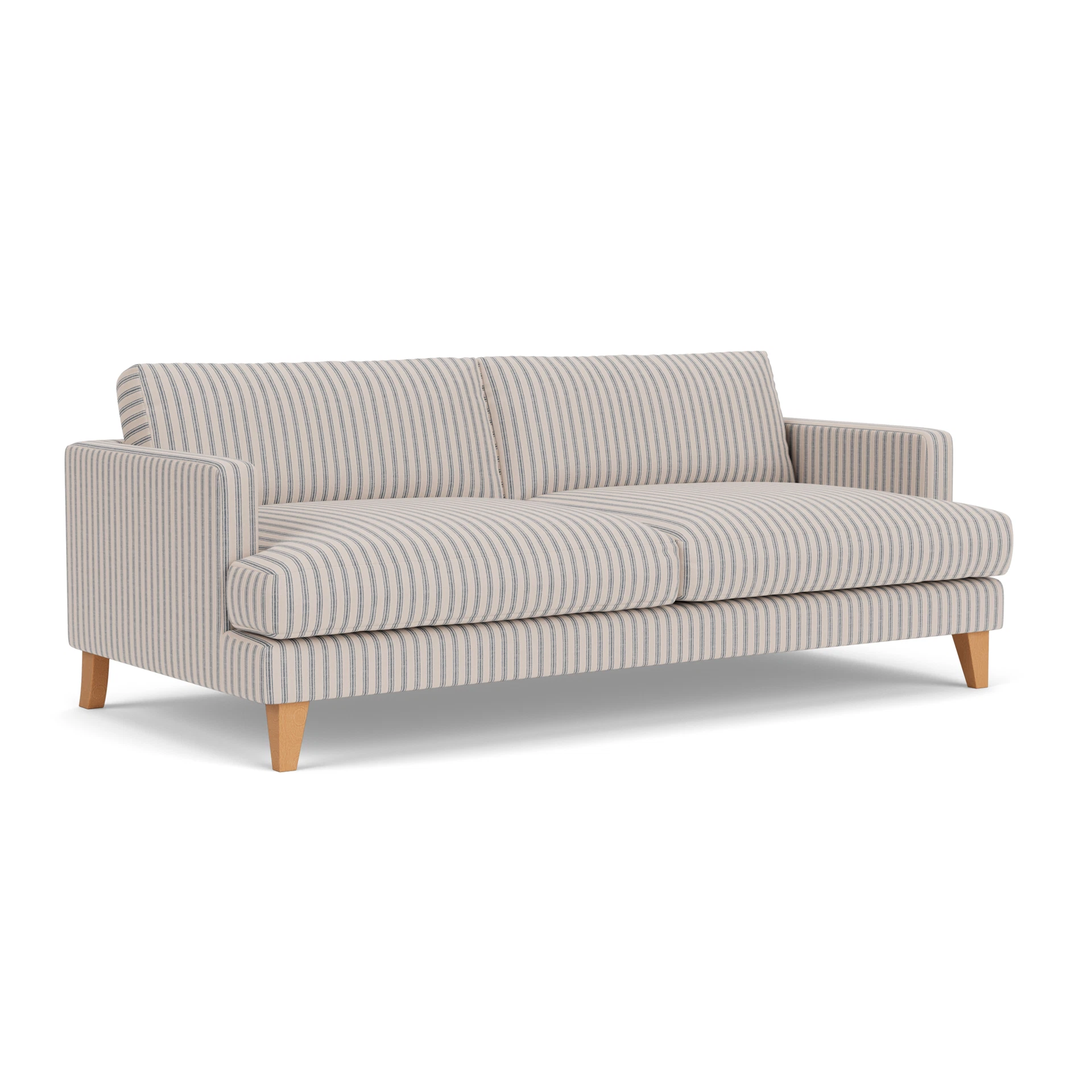 Jackson 4 Seater Sofa in Kingham Stripe - Indigo with Light legs