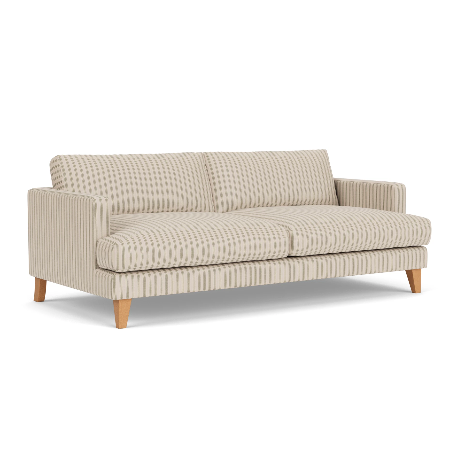 Jackson 4 Seater Sofa in Kingham Stripe - Sage with Light legs