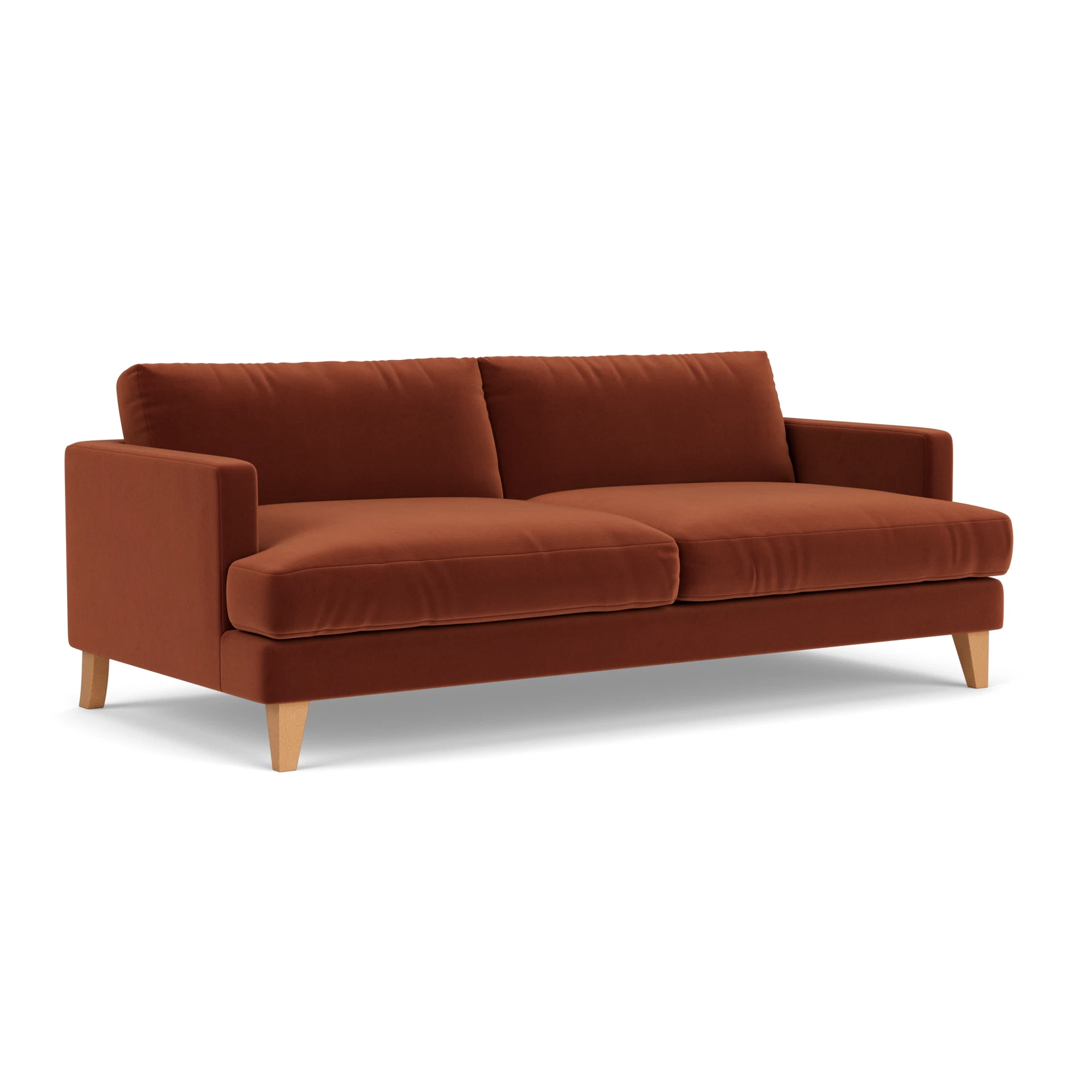 Jackson 4 Seater Sofa in Matt Velvet - Brick with Light legs