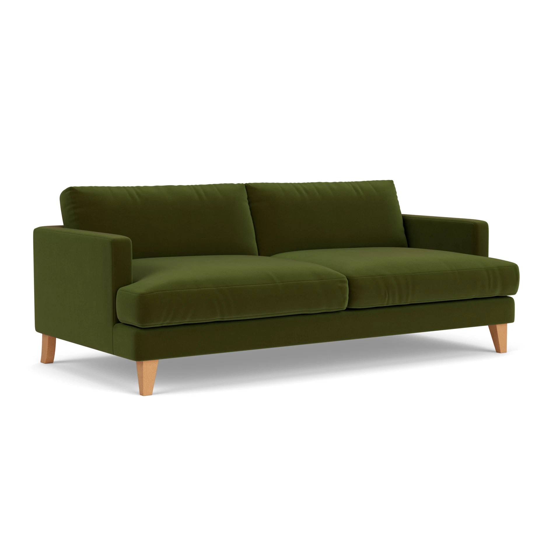 Jackson 4 Seater Sofa in Matt Velvet - Forest Green with Light legs
