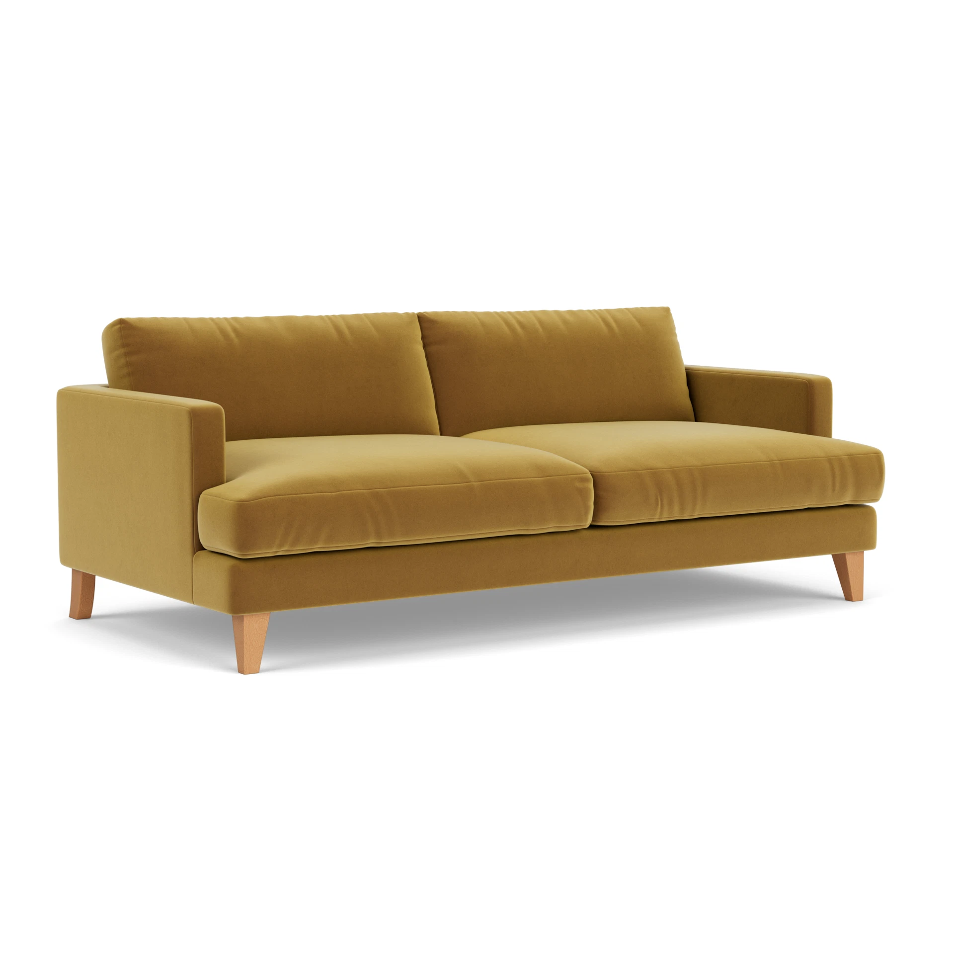 Jackson 4 Seater Sofa in Matt Velvet - Mustard with Light legs