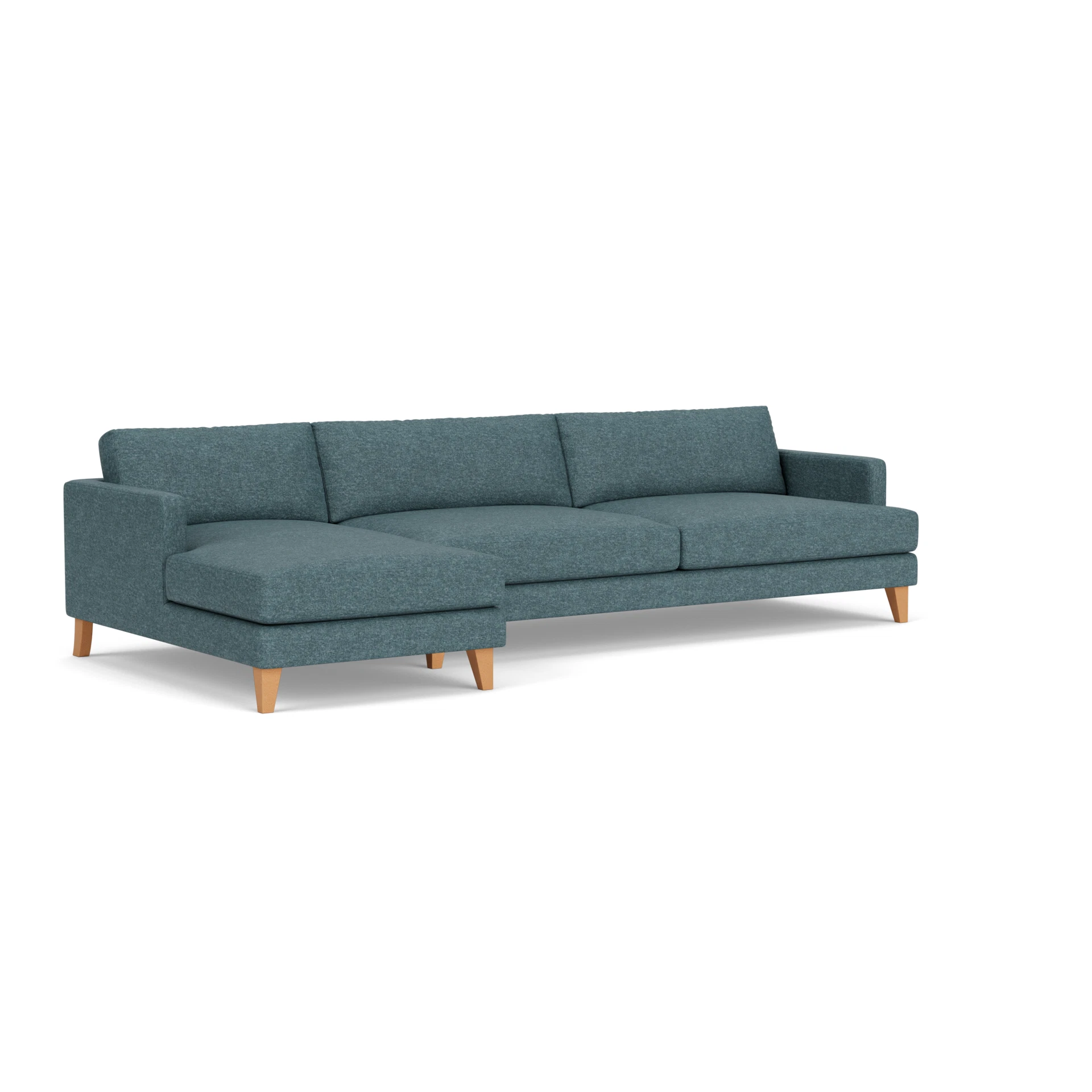 Jackson Chaise Extra Large Left Hand in Aquaclean Oxford - Lake Marl with Light legs