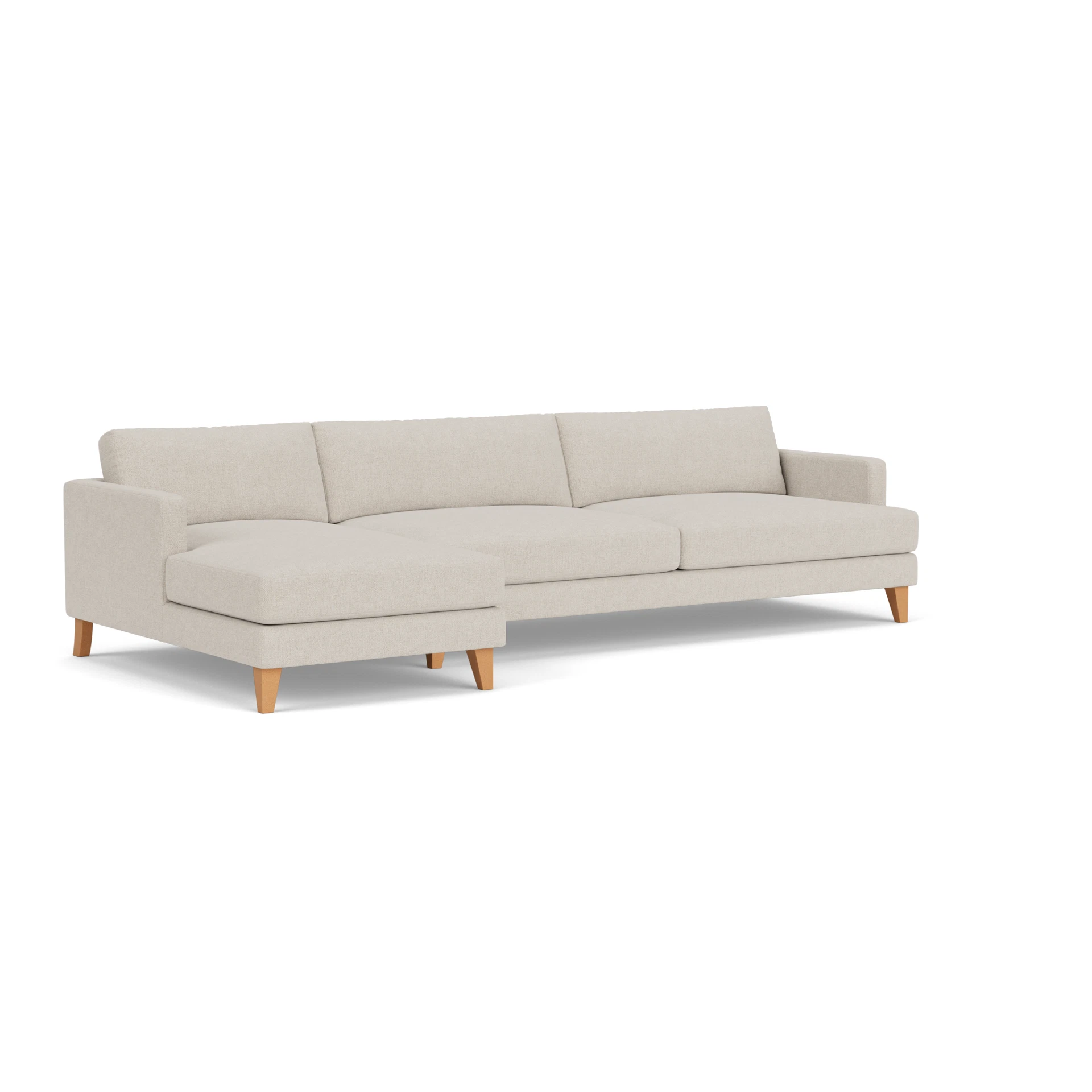 Jackson Chaise Extra Large Left Hand in Aquaclean Oxford - Natural with Light legs
