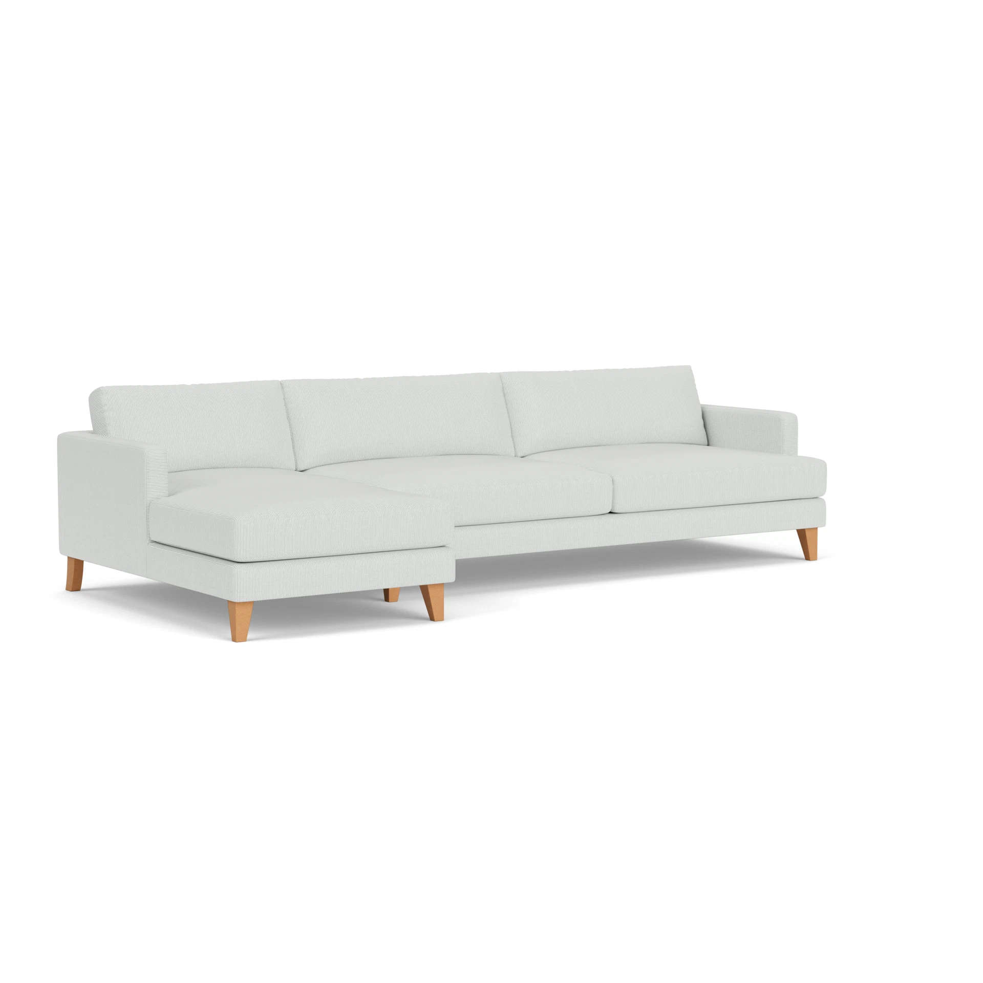 Jackson Chaise Extra Large Left Hand in Broadway Stripe - Duck Egg with Light legs