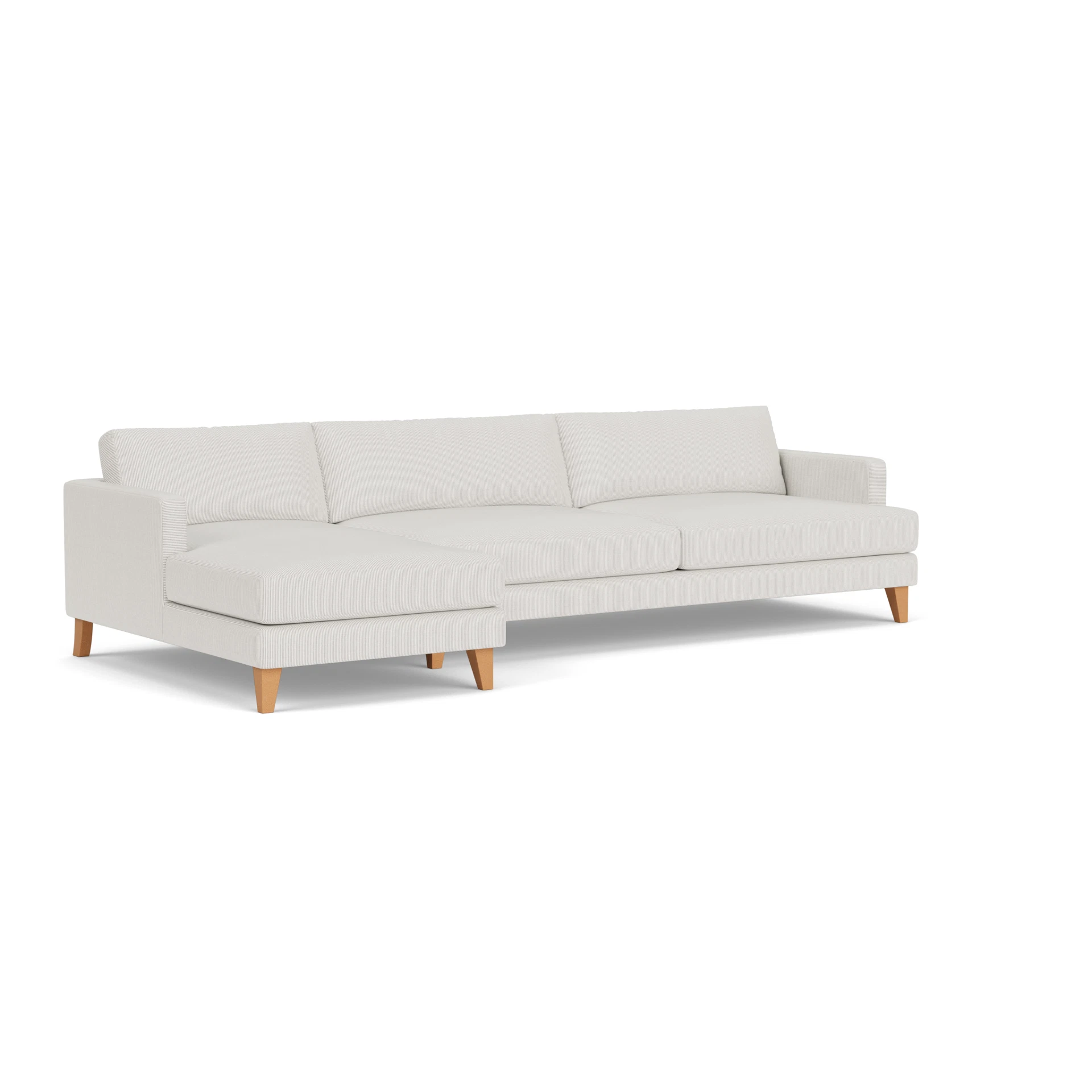 Jackson Chaise Extra Large Left Hand in Broadway Stripe - Grey with Light legs