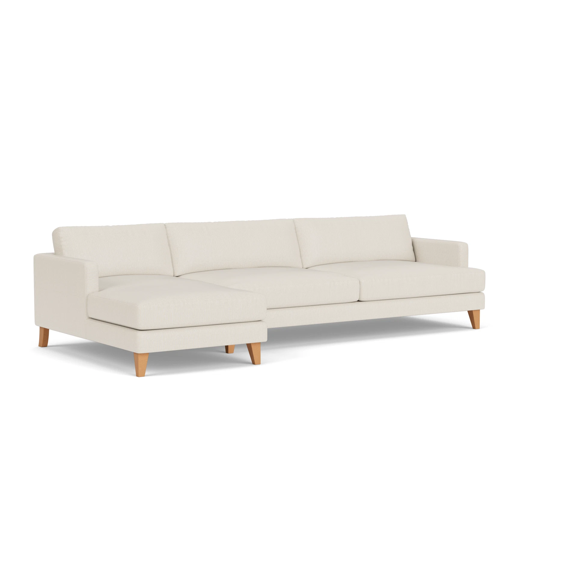 Jackson Chaise Extra Large Left Hand in Broadway Stripe - Natural with Light legs