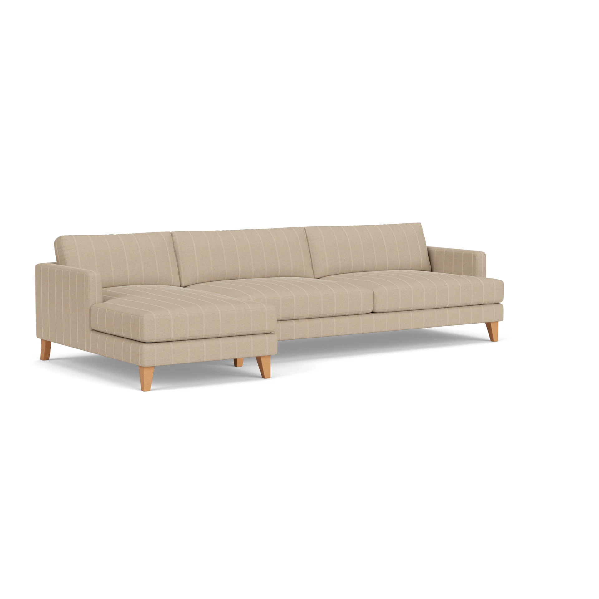 Jackson Chaise Extra Large Left Hand in Compton Stripe - Natural with Light legs
