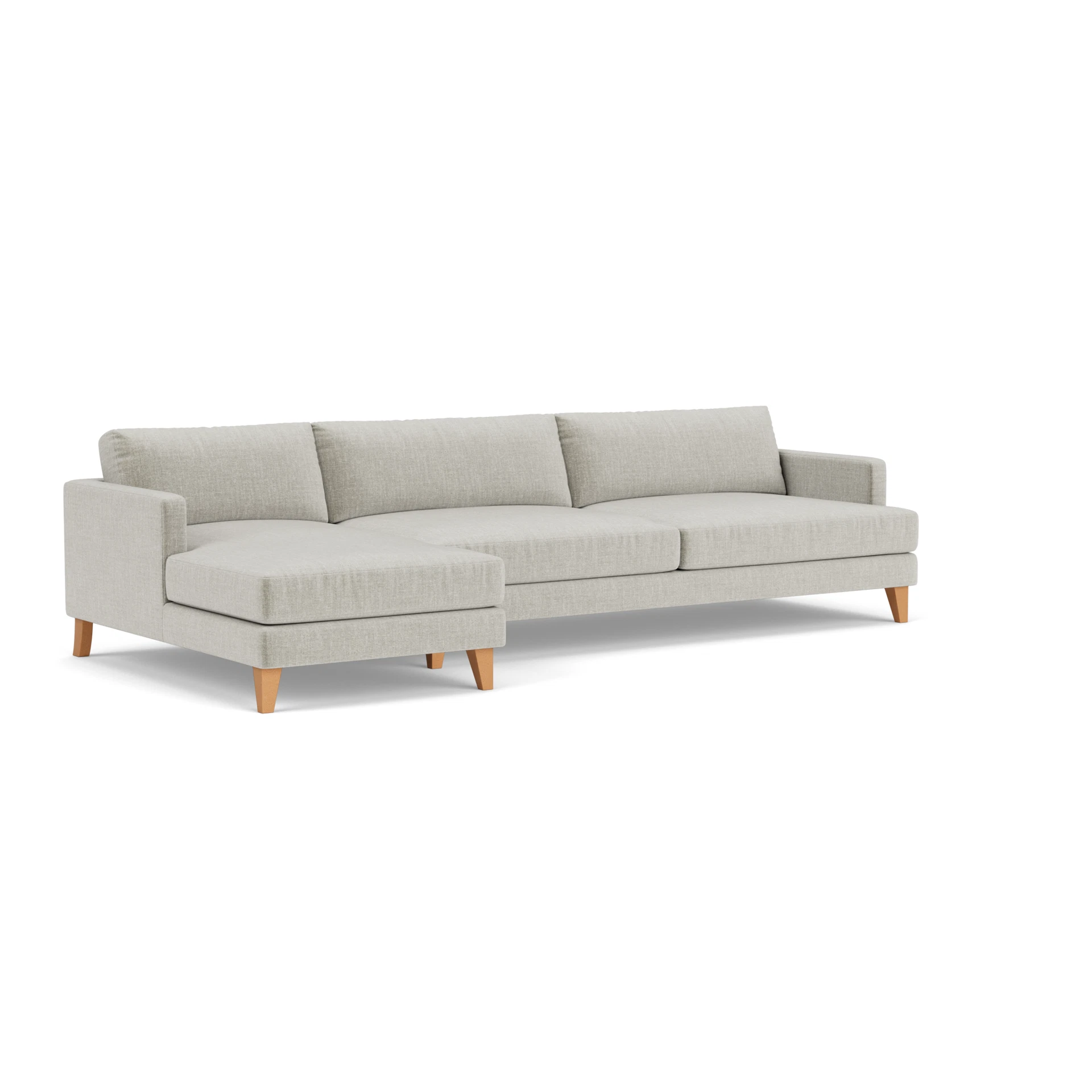 Jackson Chaise Extra Large Left Hand in Eco Chenille - Grey Mist with Light legs