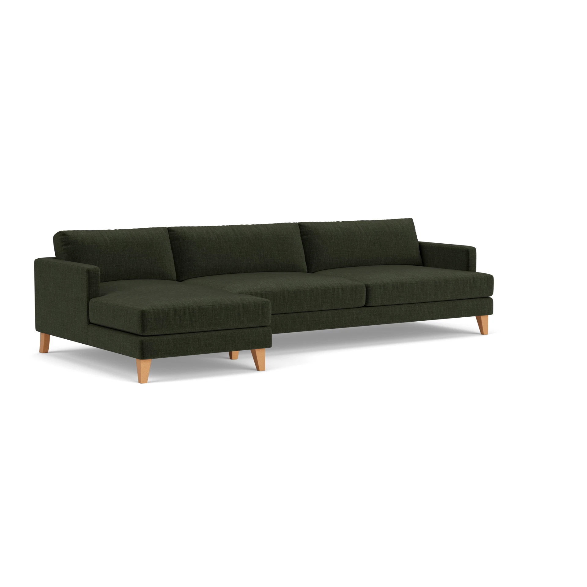 Jackson Chaise Extra Large Left Hand in Eco Chenille - Moss with Light legs