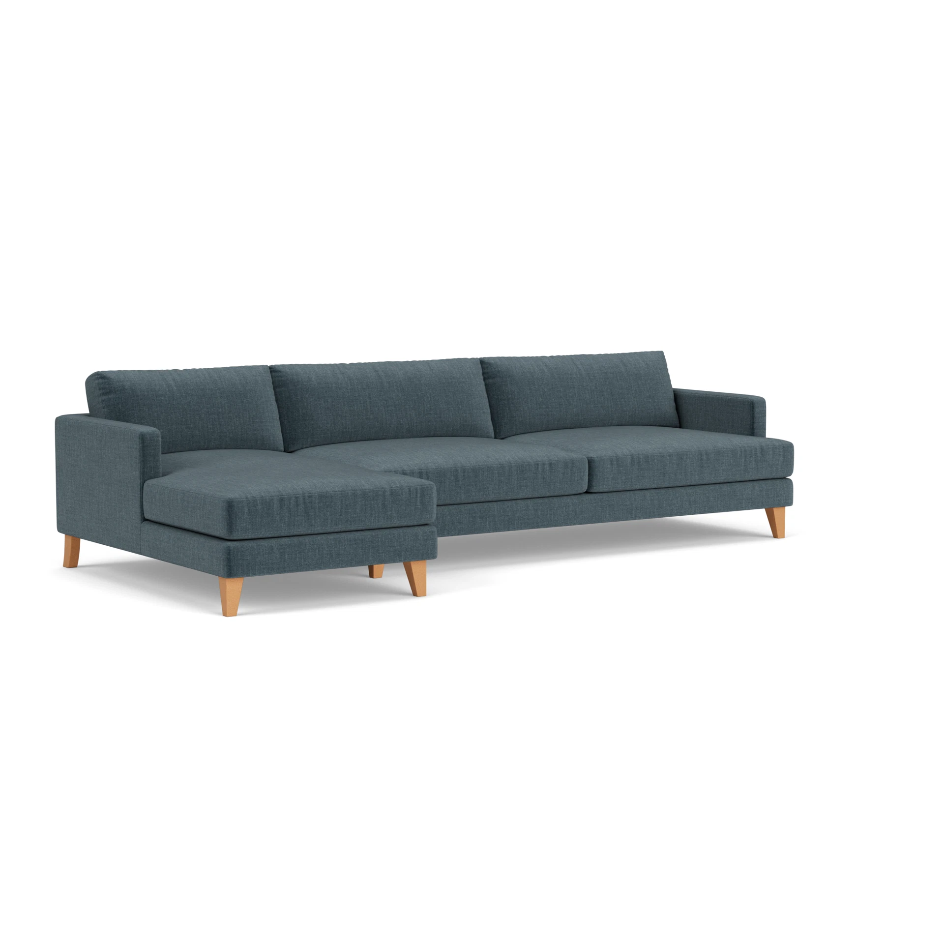 Jackson Chaise Extra Large Left Hand in Eco Chenille - Teal with Light legs