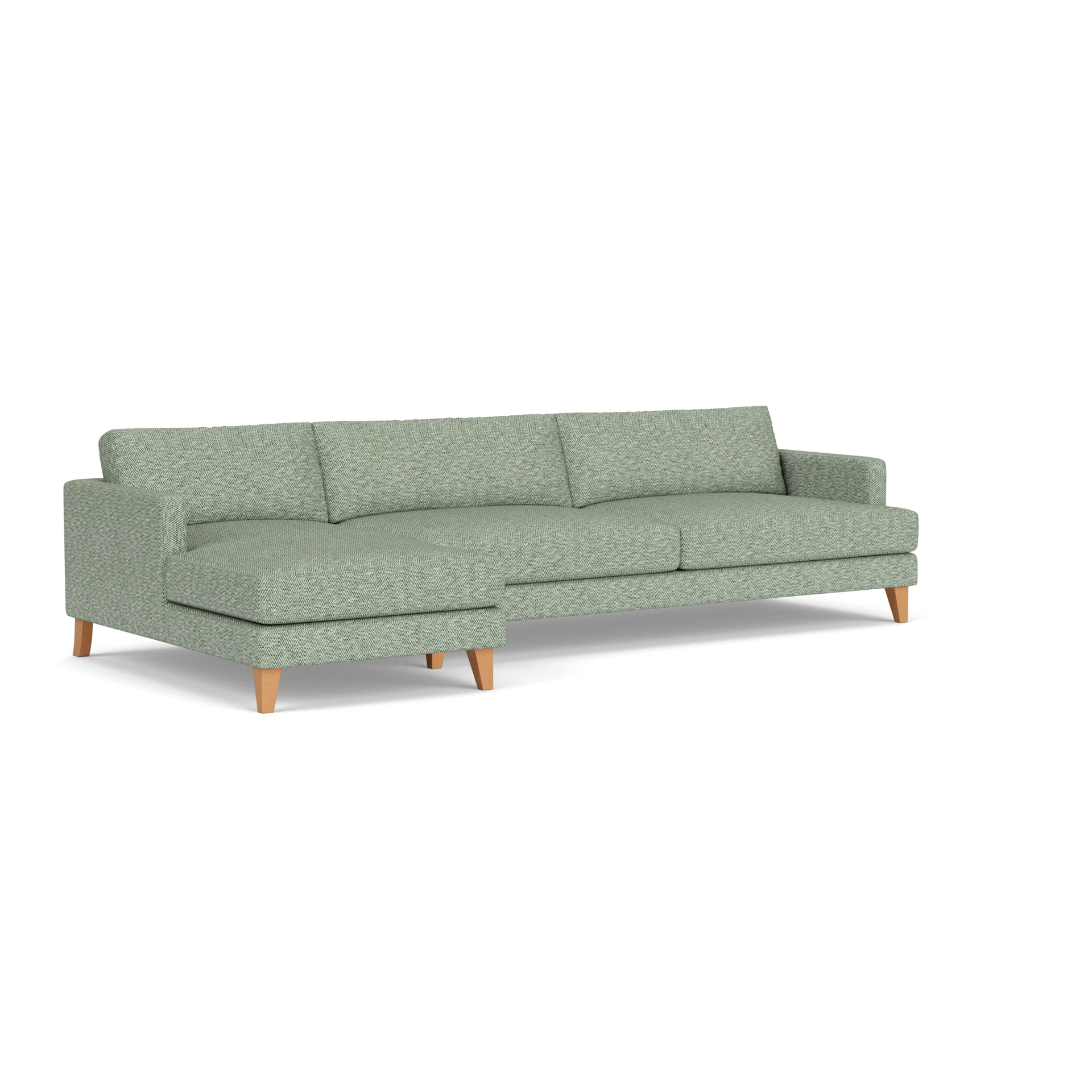 Jackson Chaise Extra Large Left Hand in Herringbone Weave - Lake with Light legs