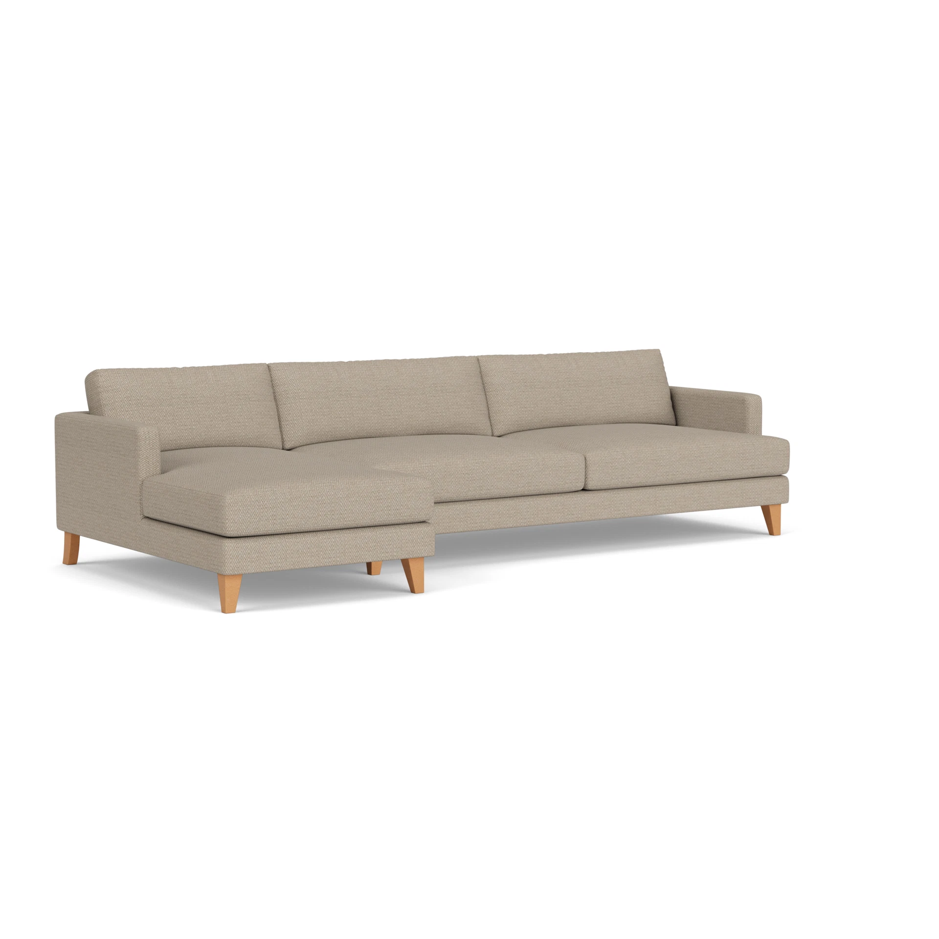 Jackson Chaise Extra Large Left Hand in Herringbone Weave - Natural with Light legs