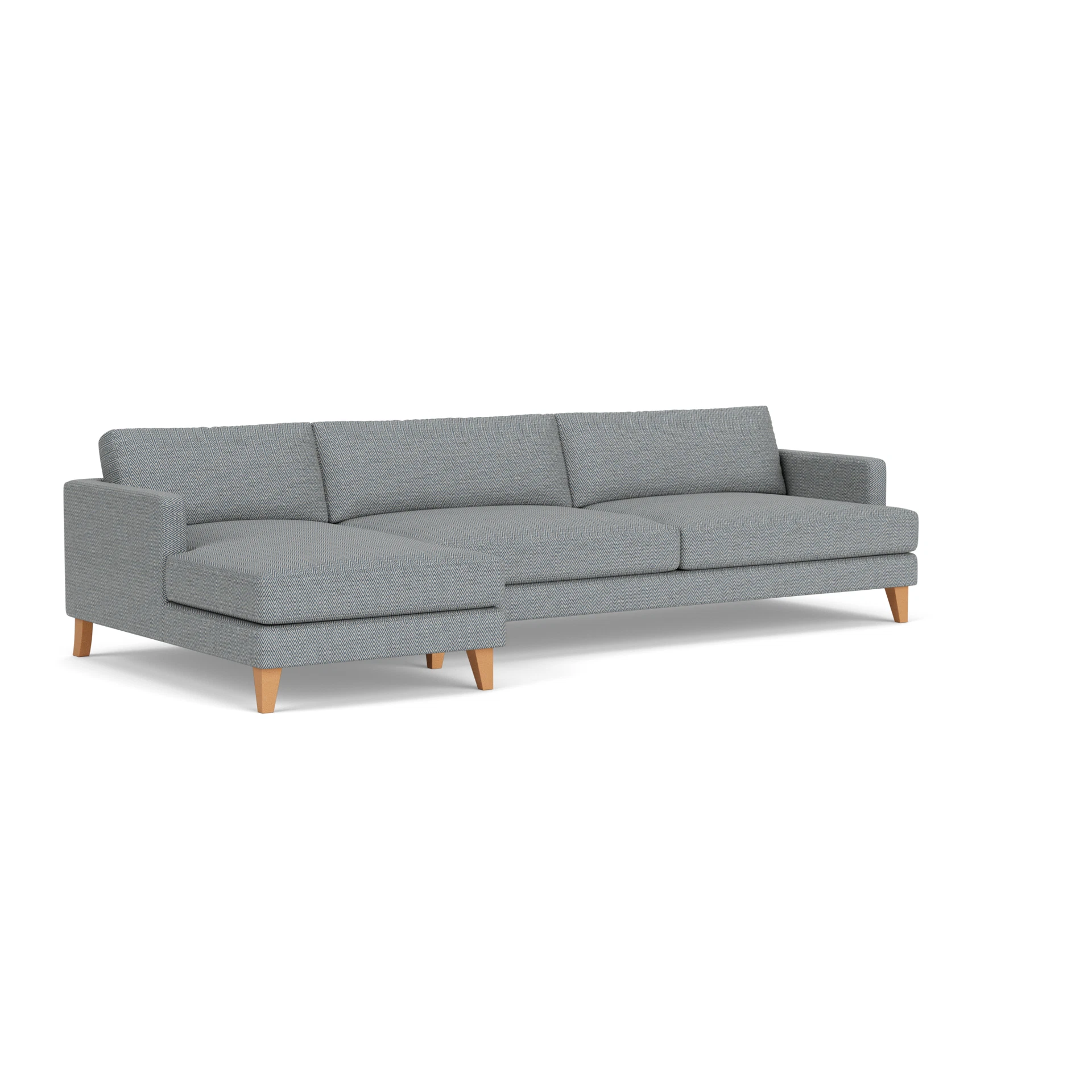 Jackson Chaise Extra Large Left Hand in Herringbone Weave - Navy with Light legs