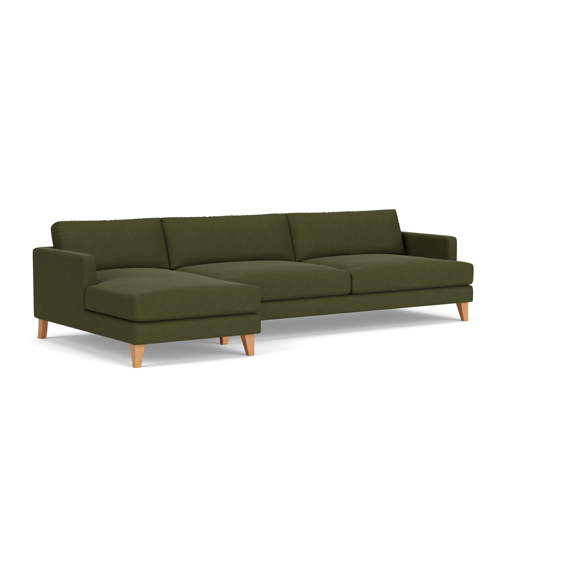 Jackson Chaise Extra Large Left Hand in House Linen Mix - Forest Green with Light legs