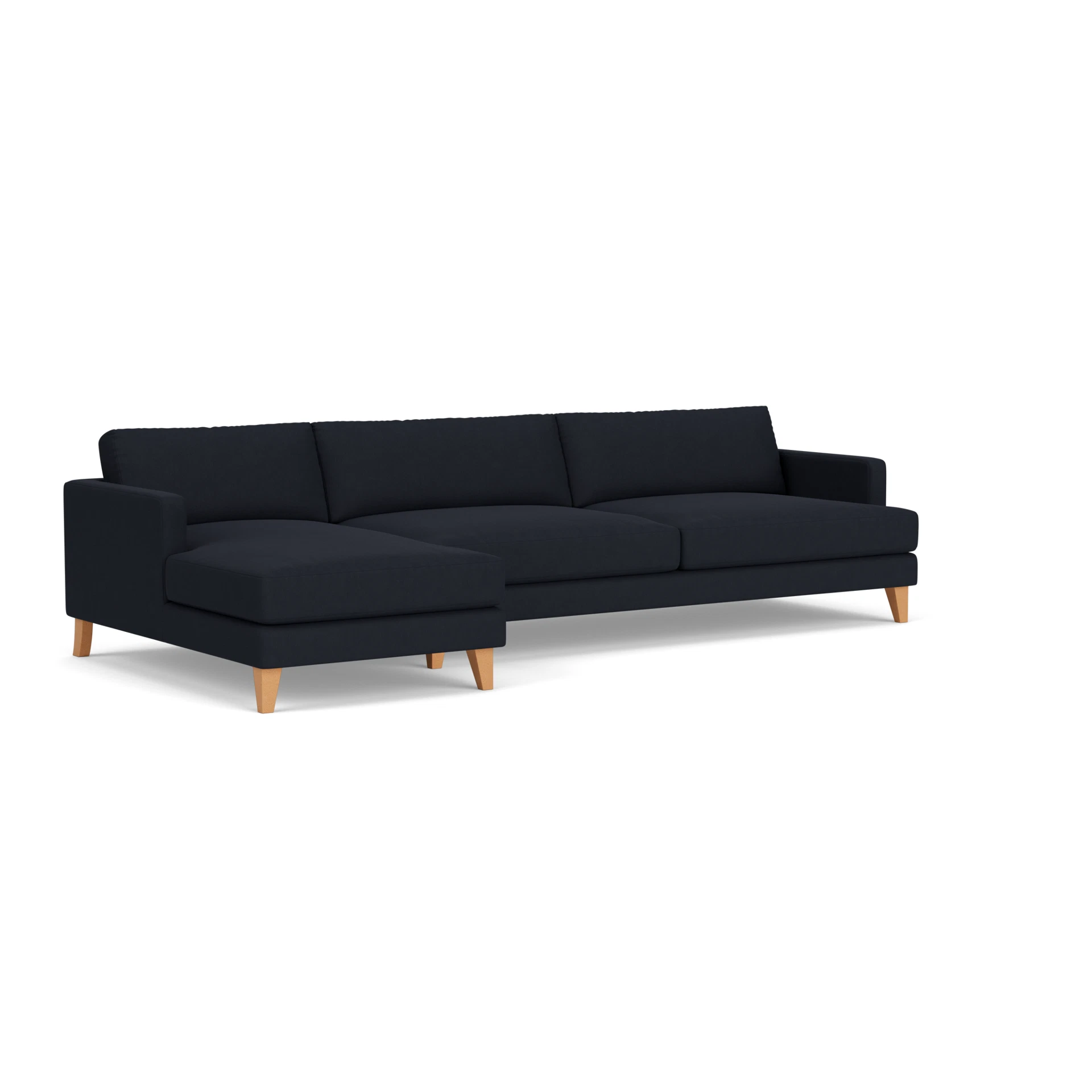 Jackson Chaise Extra Large Left Hand in House Linen Mix - Ink with Light legs