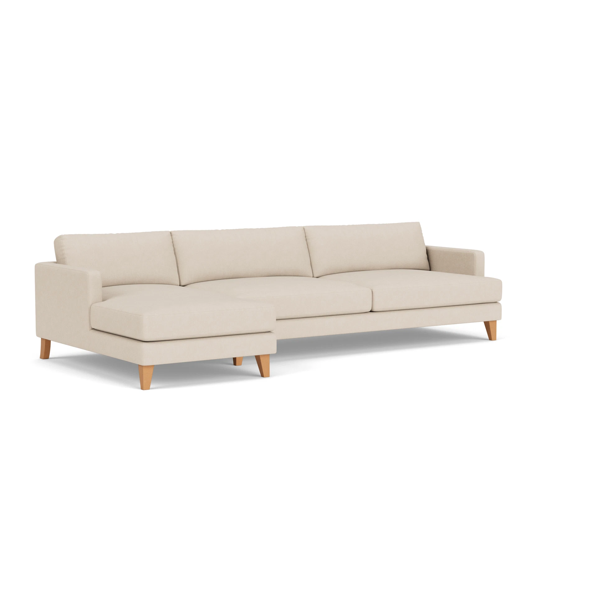Jackson Chaise Extra Large Left Hand in House Linen Mix - Lily White with Light legs
